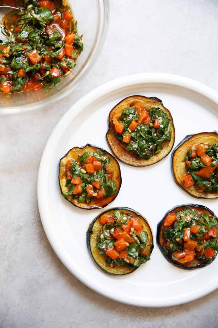 Moroccan Eggplant Sliders Topped With Chermoula Sauce