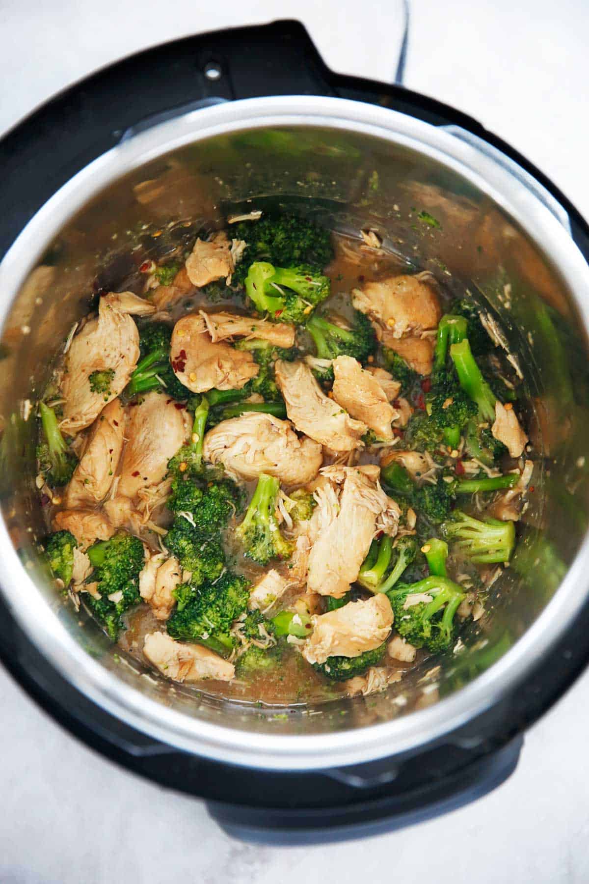 Plate of chicken and broccoli instant pot