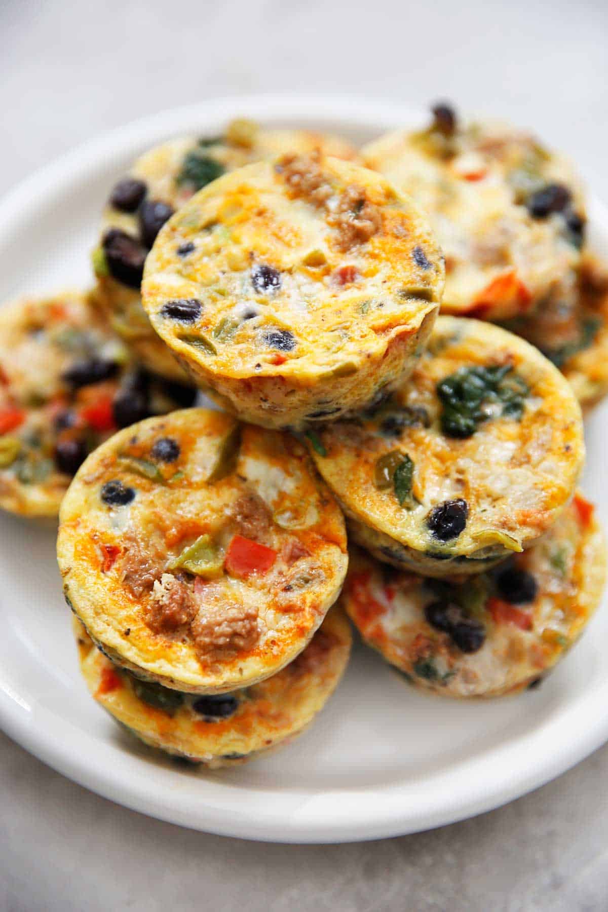 a plate of baked egg cups for meal prep