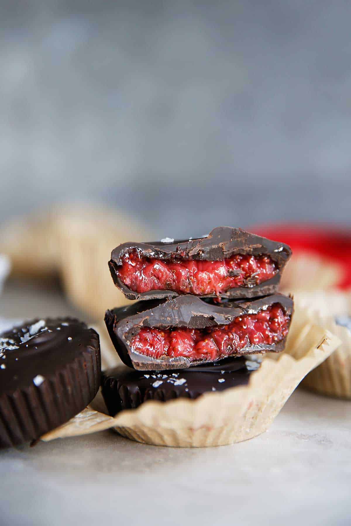 Chia seed jam filled chocolate cups