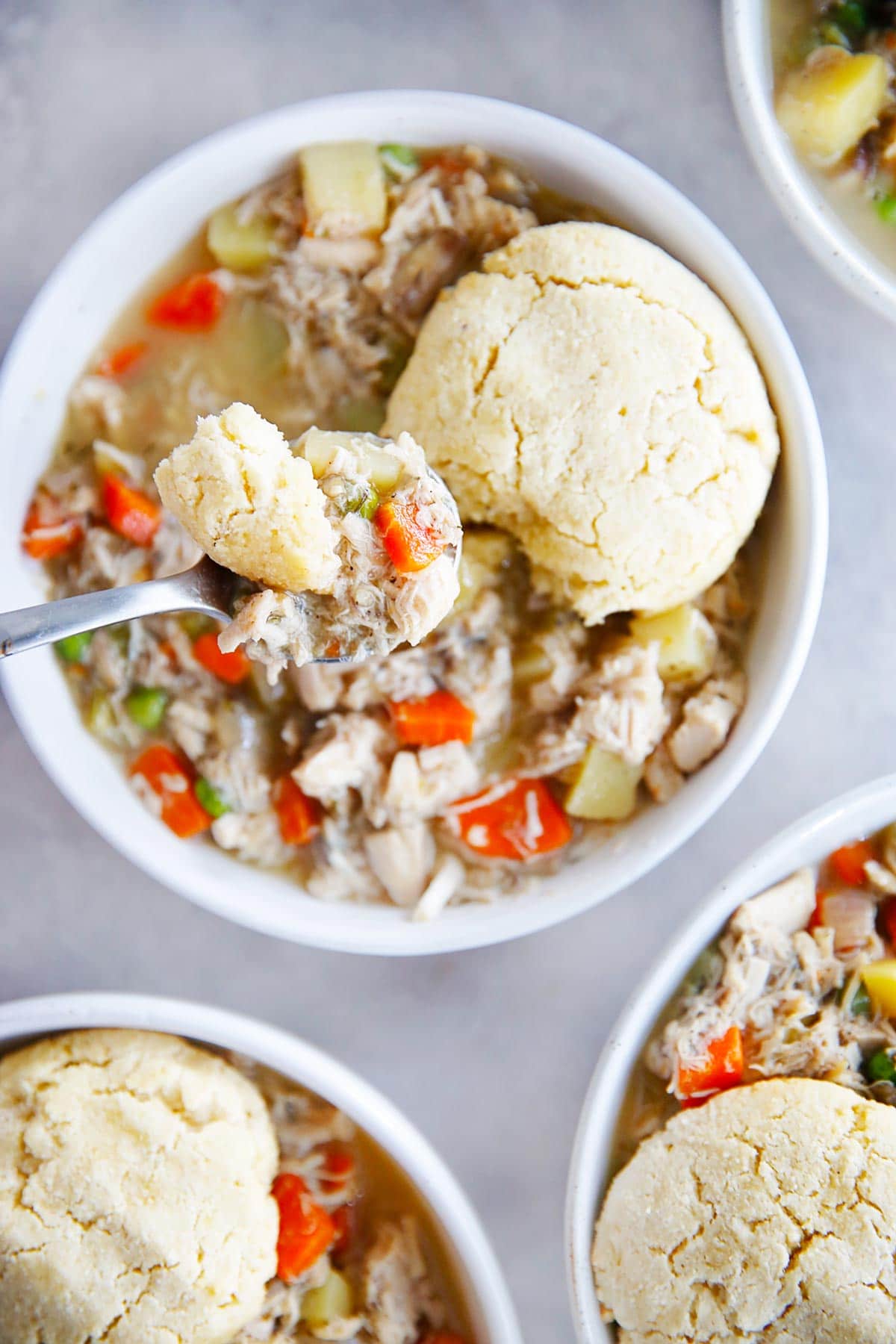 Deconstructed Chicken Pot Pie in a bowl