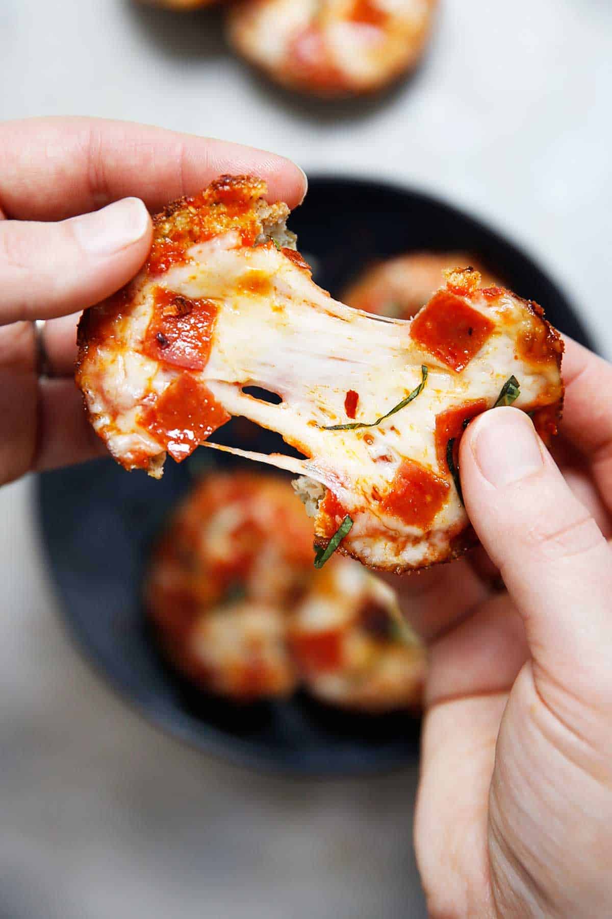 Gluten-Free & Grain-Free Mini Cauliflower Pizza Bites Cheesy Pull