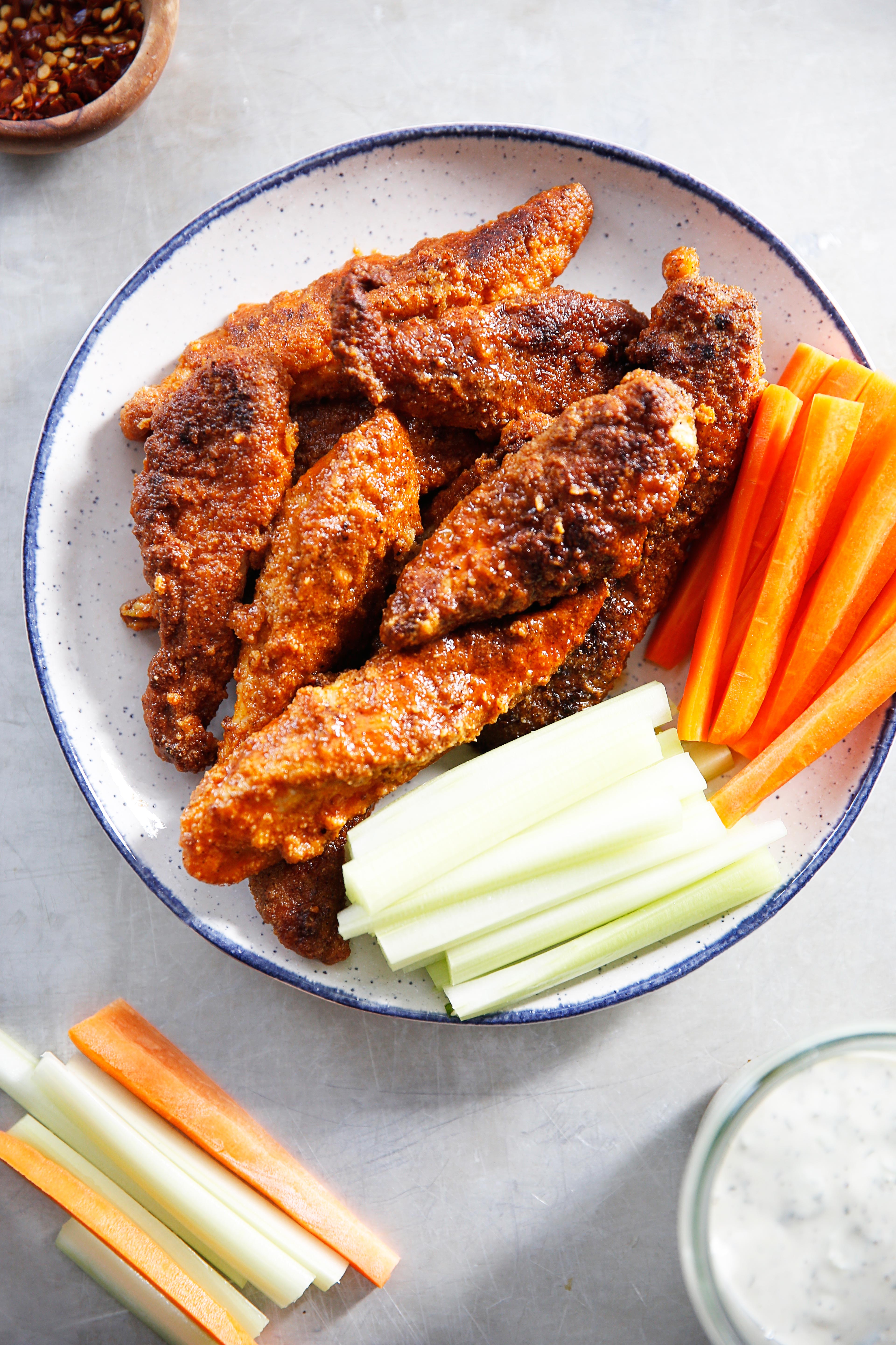 Low Carb Fried Buffalo Chicken Tenders 