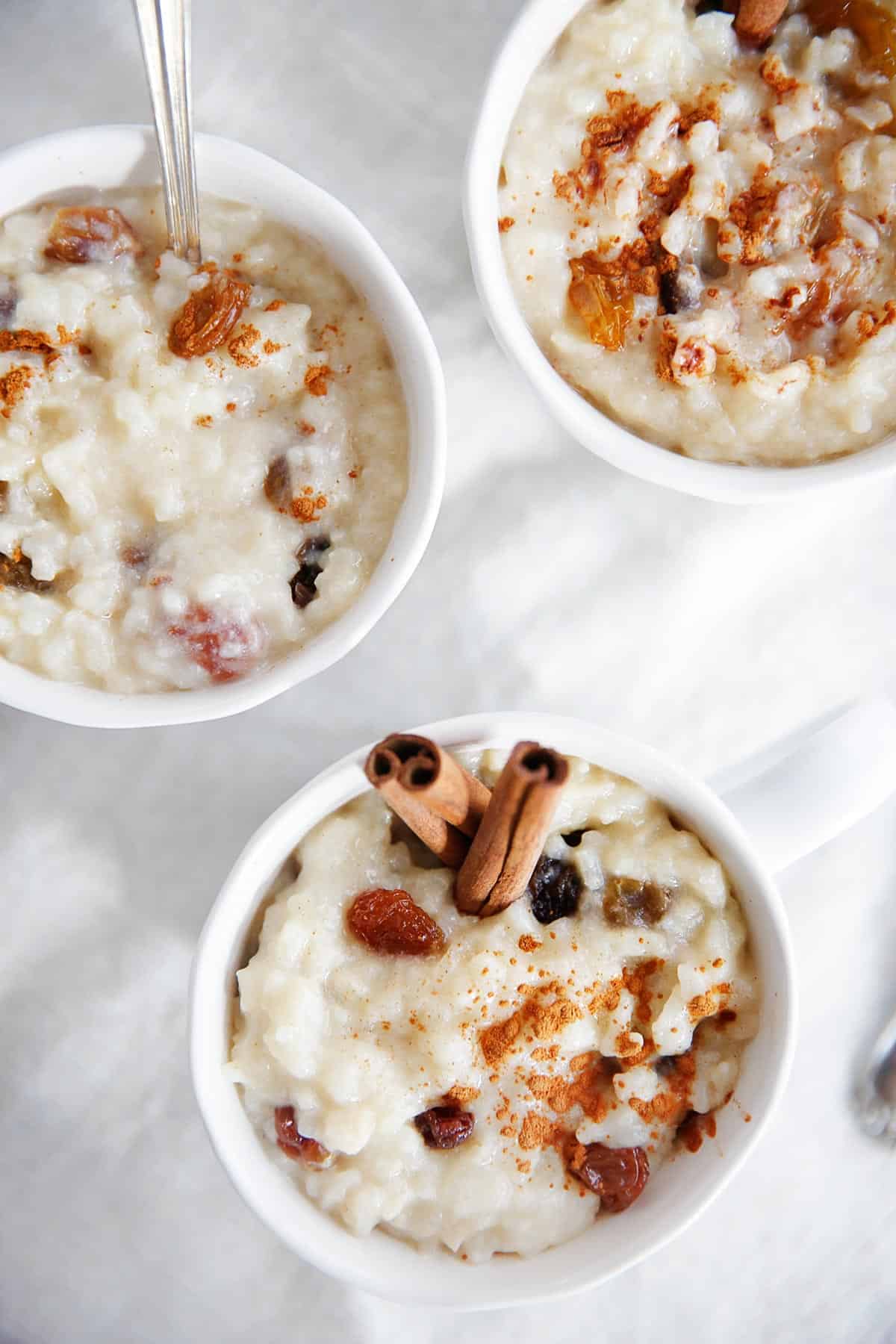Healthy rice pudding with almond milk