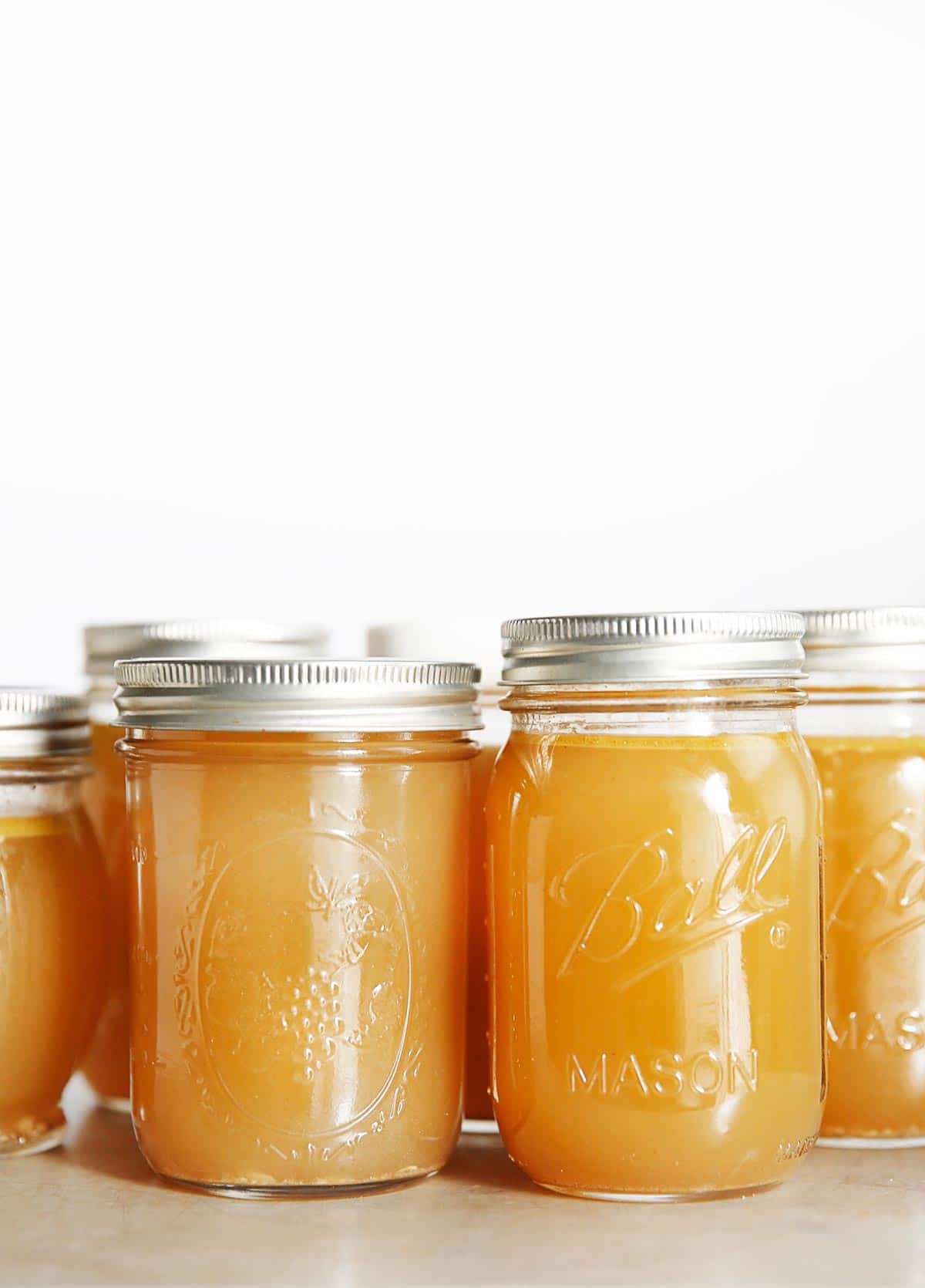 Homemade Chicken Broth in jars