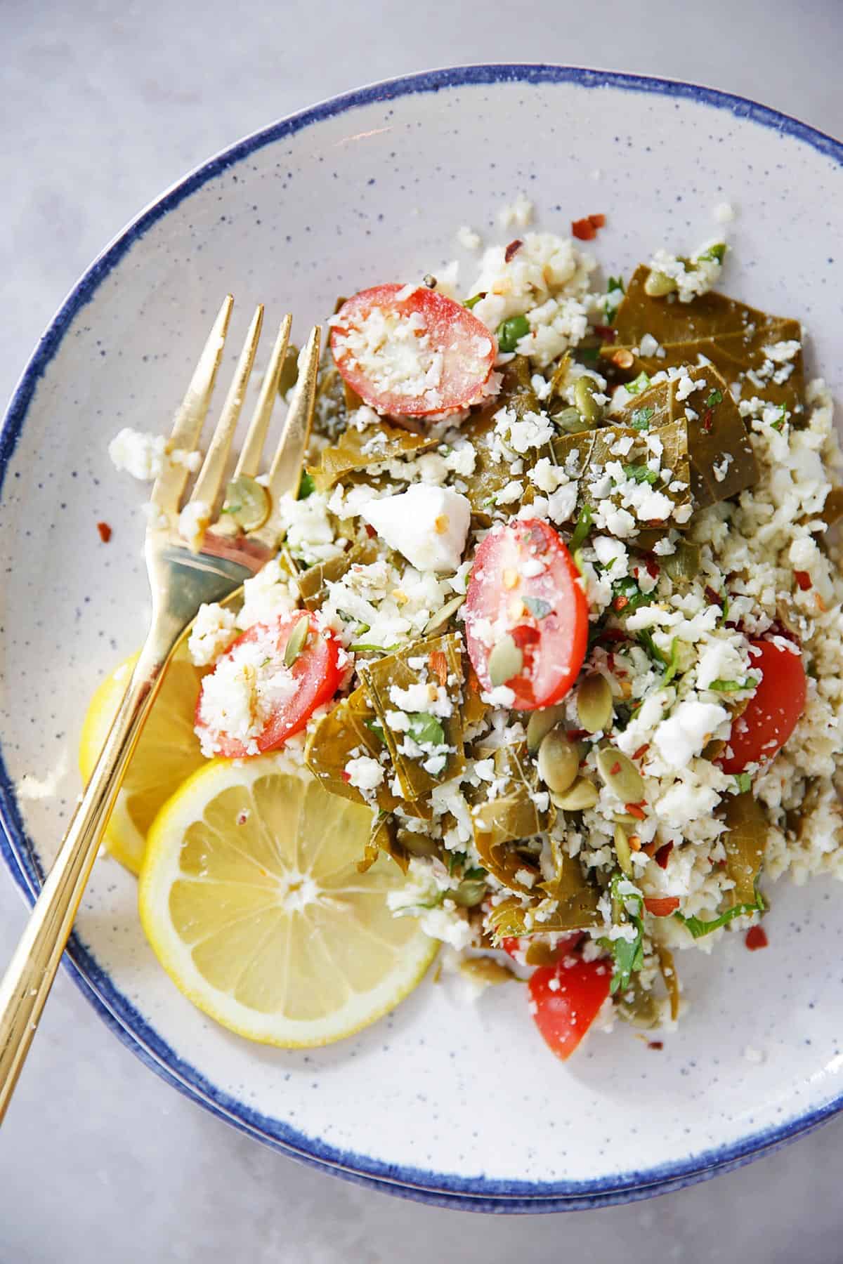 Greek Cauliflower Rice Pilaf Bowls