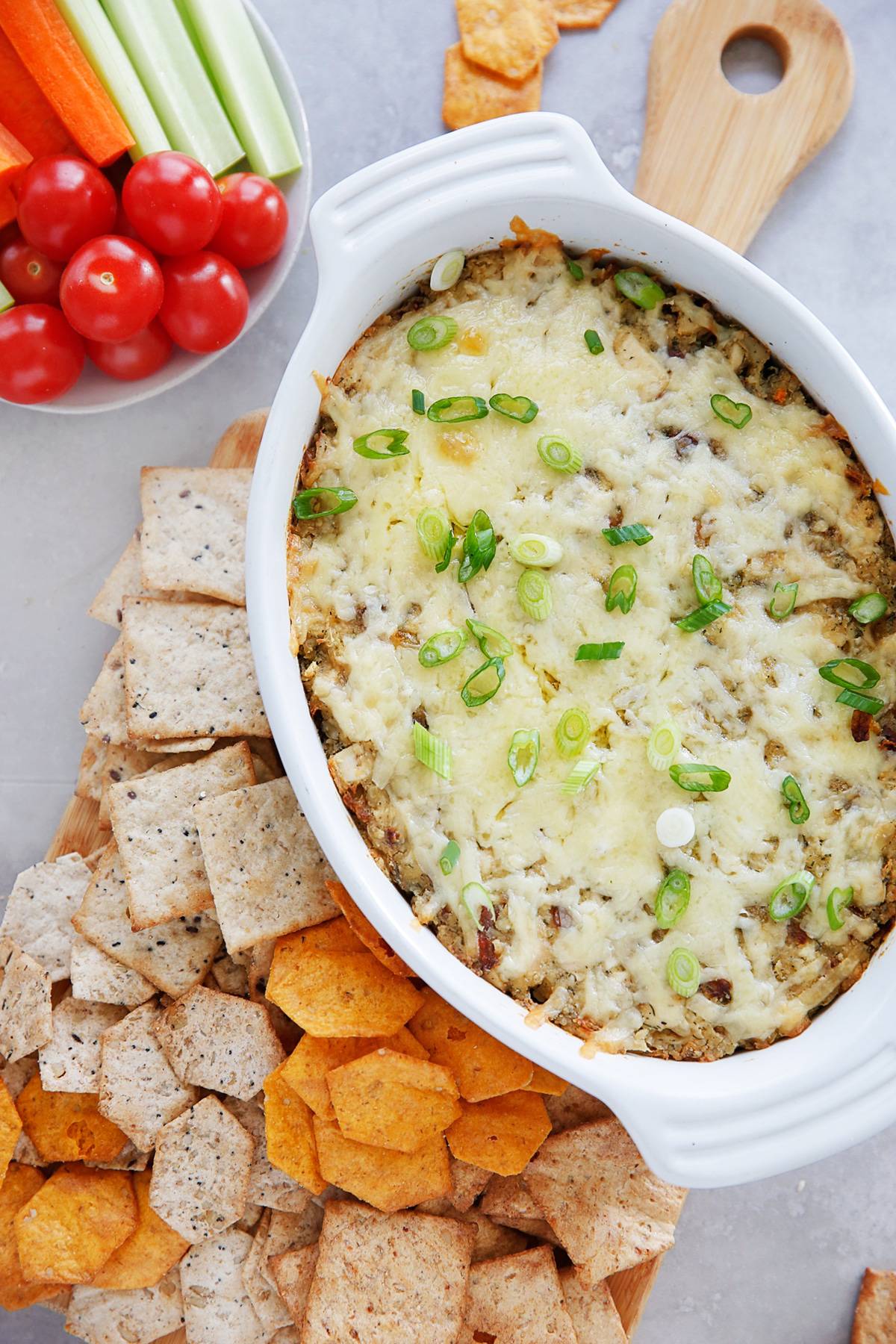 Chicken Bacon Ranch Baked Hummus Dip