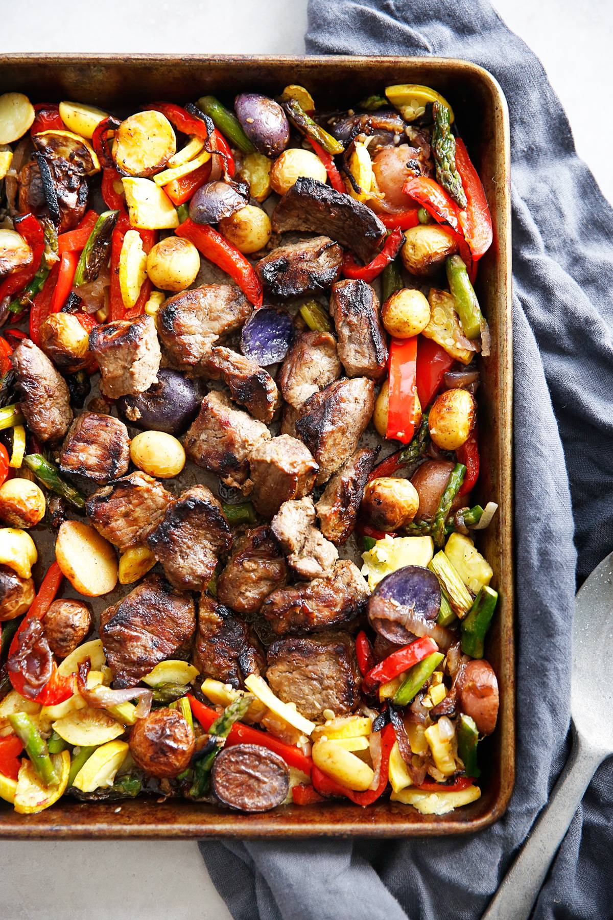 Sheet Pan Marinated Steak Tips with Veggies