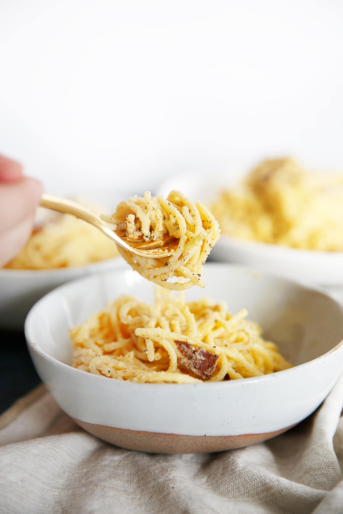 A bowl of spaghetti made from pantry ingredients.