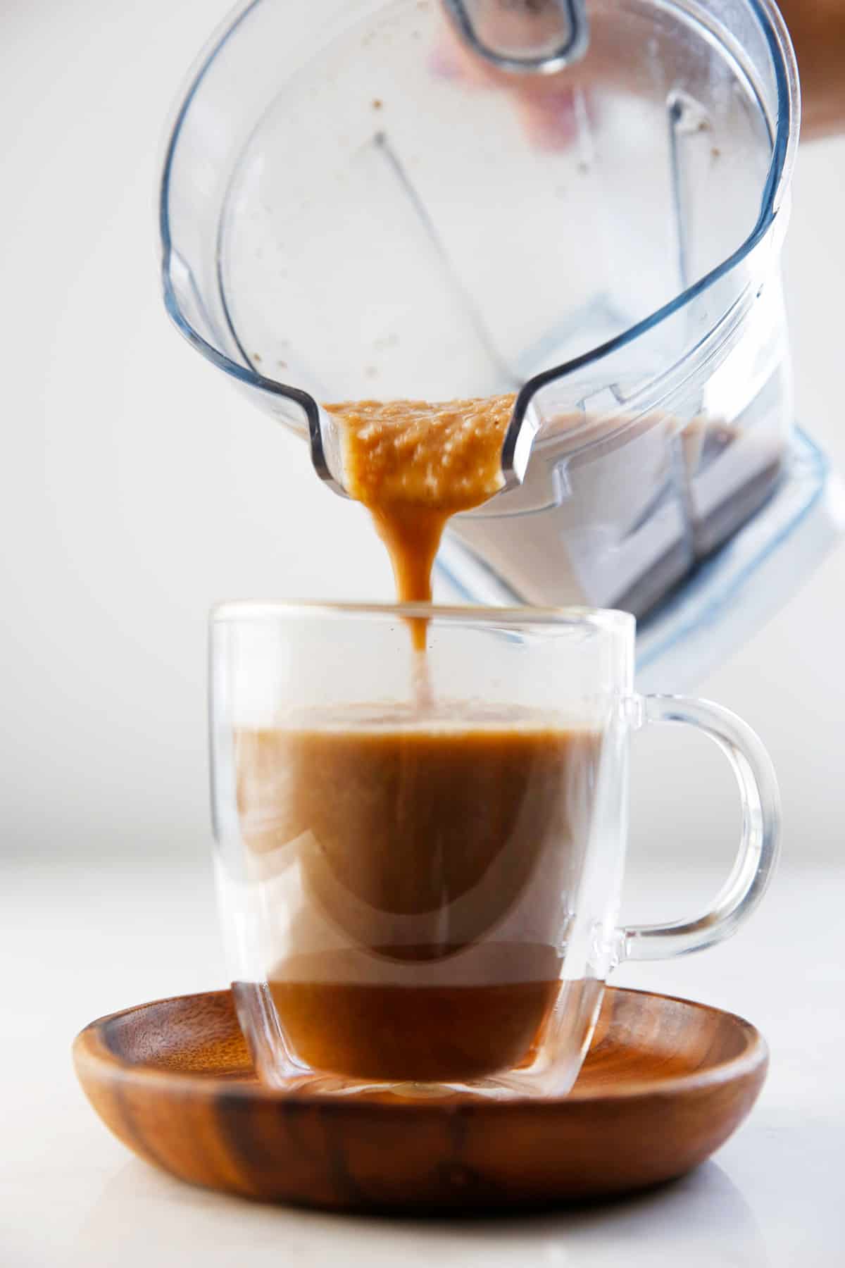 coffee smoothie recipe poured into glass