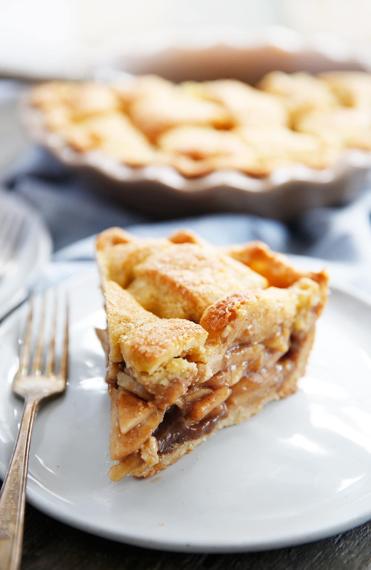 gluten free apple pie recipe plated with a fork