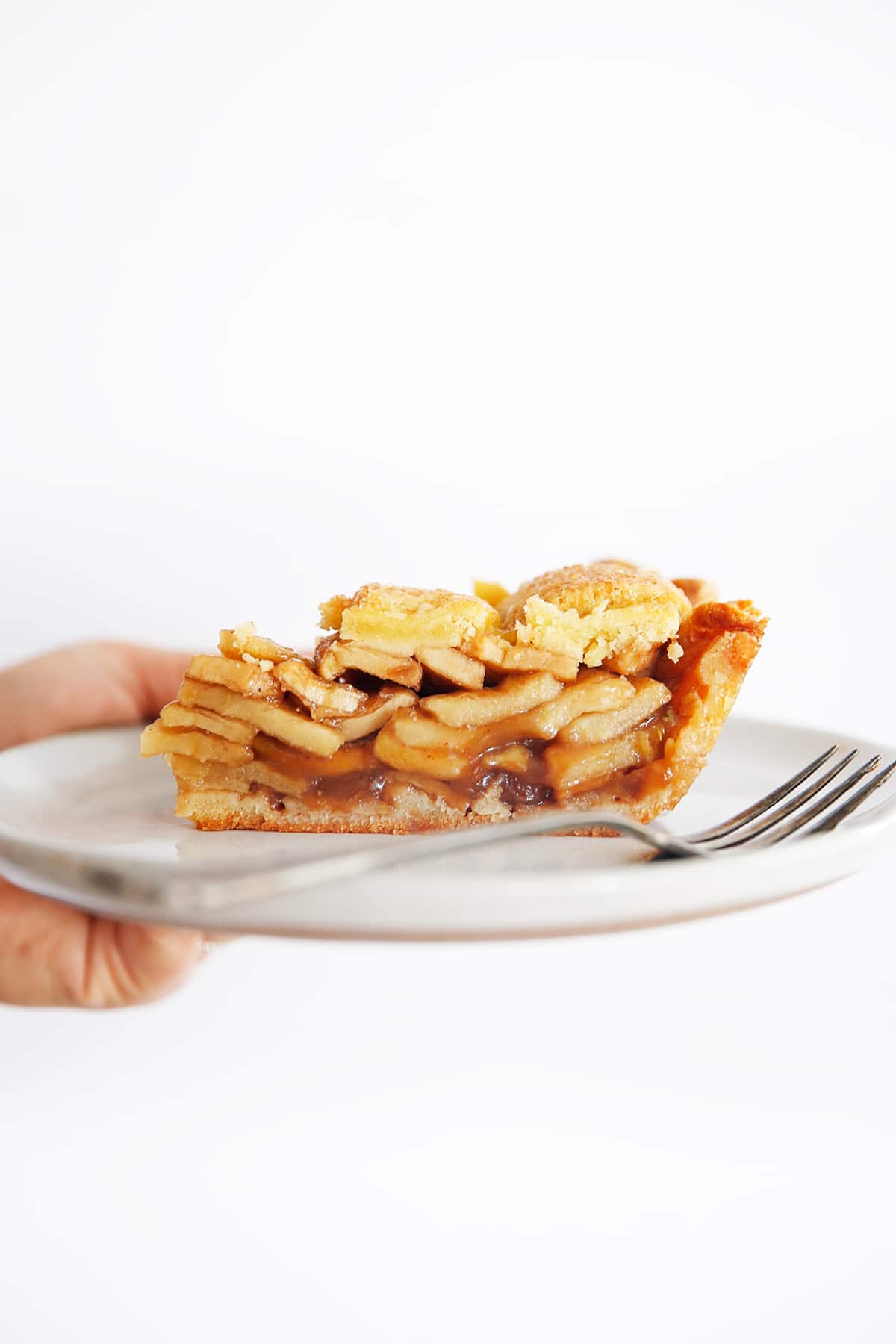 gluten free apple pie crust slice on a place