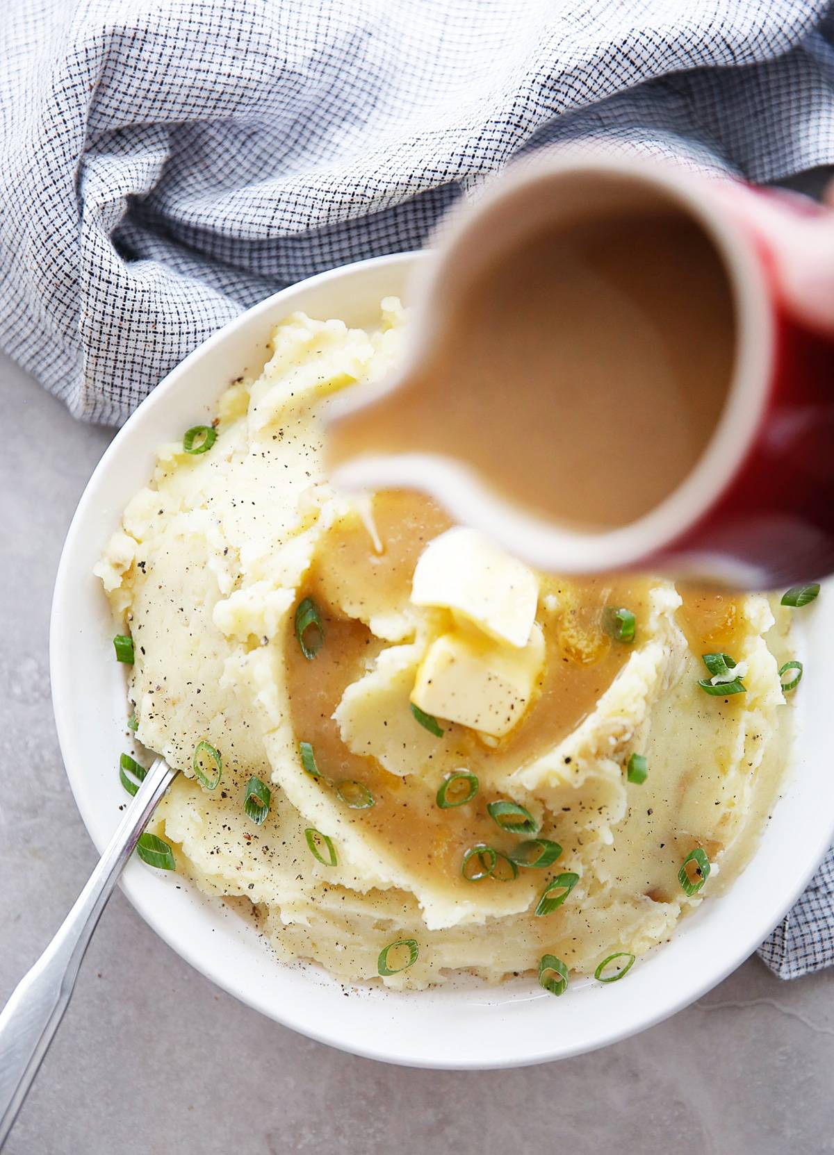 Mashed potatoes made with chicken broth