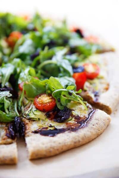 Gluten-Free Garden Veggie Pizza (with Balsamic Tart Cherry Reduction)