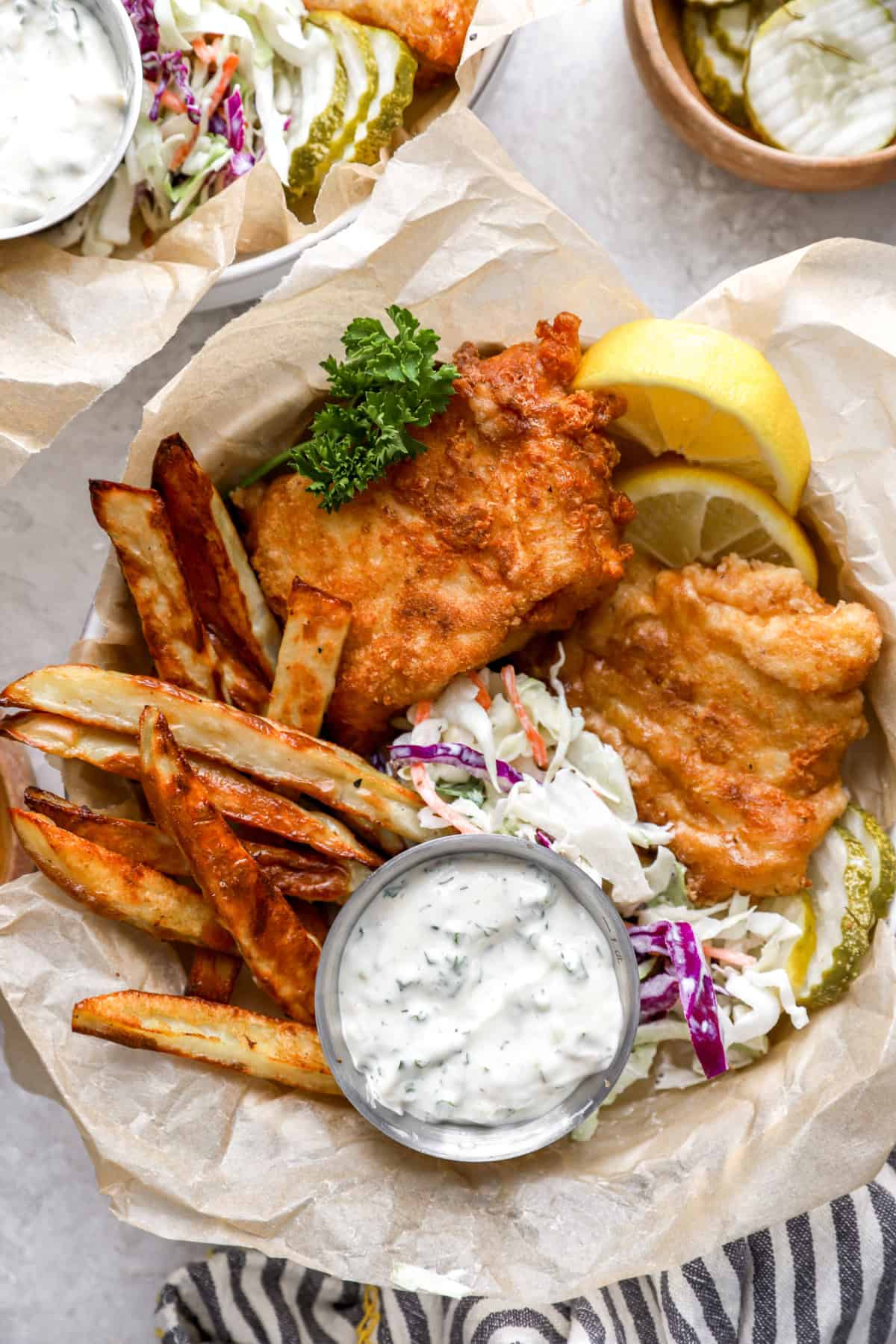 A basket of paleo fish and chips.