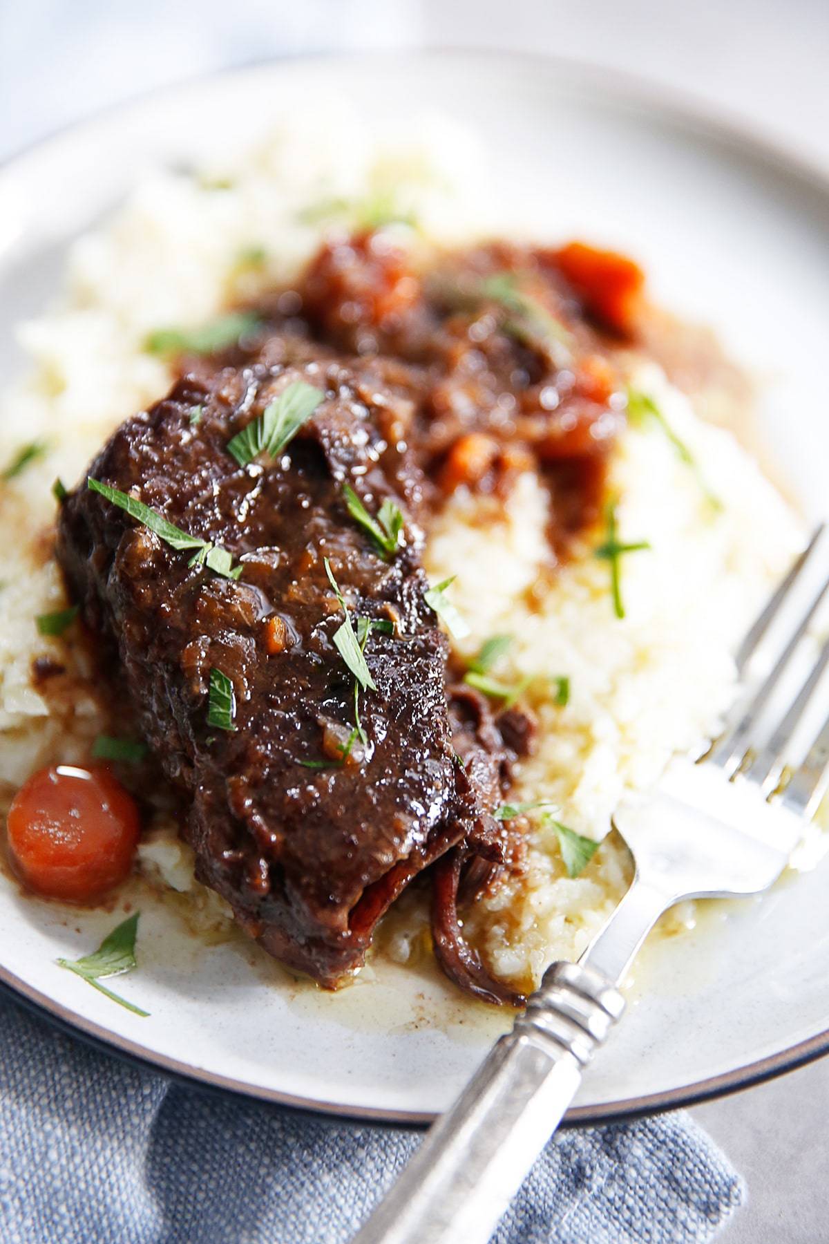 Plated beef short ribs instant pot