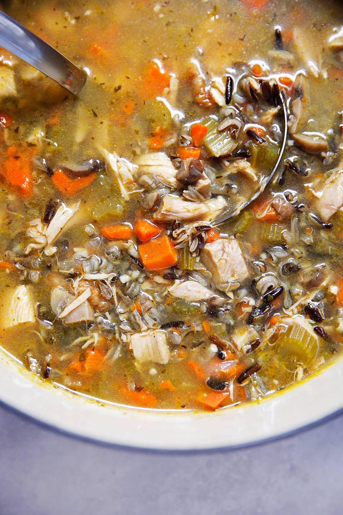 Leftover turkey soup with rice