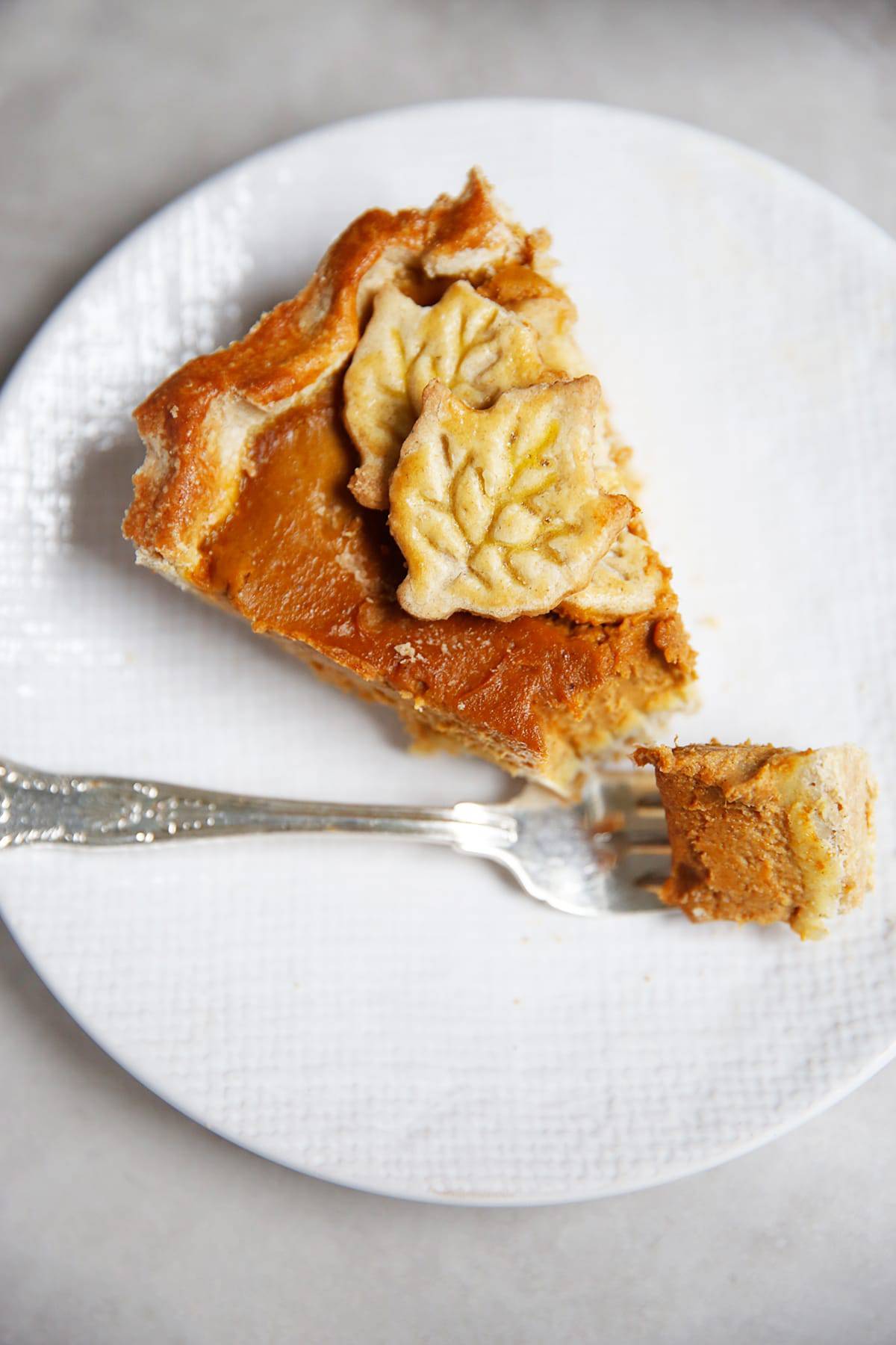 Slice of gluten free pumpkin pie