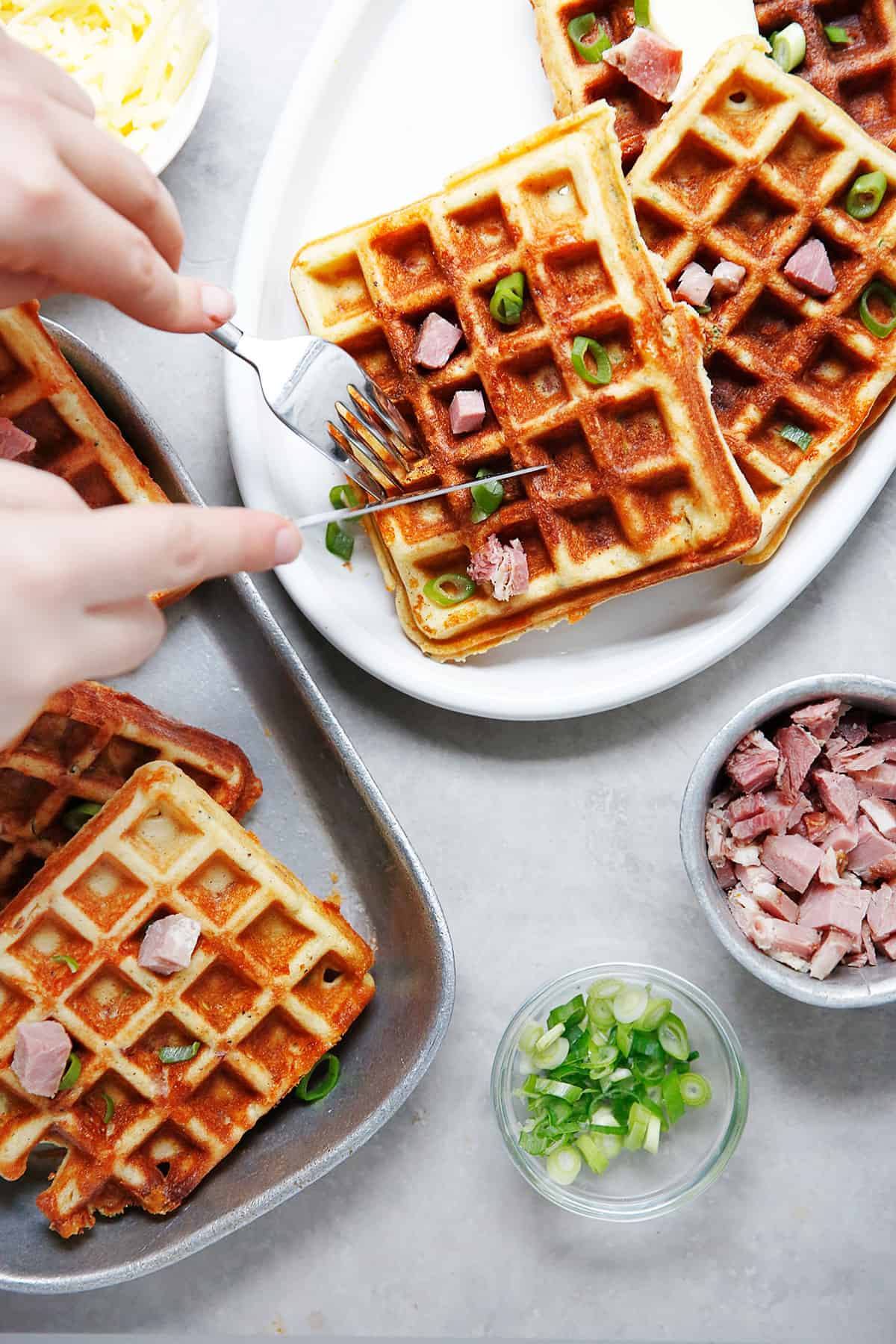 Ham and Cheddar Paleo Waffles