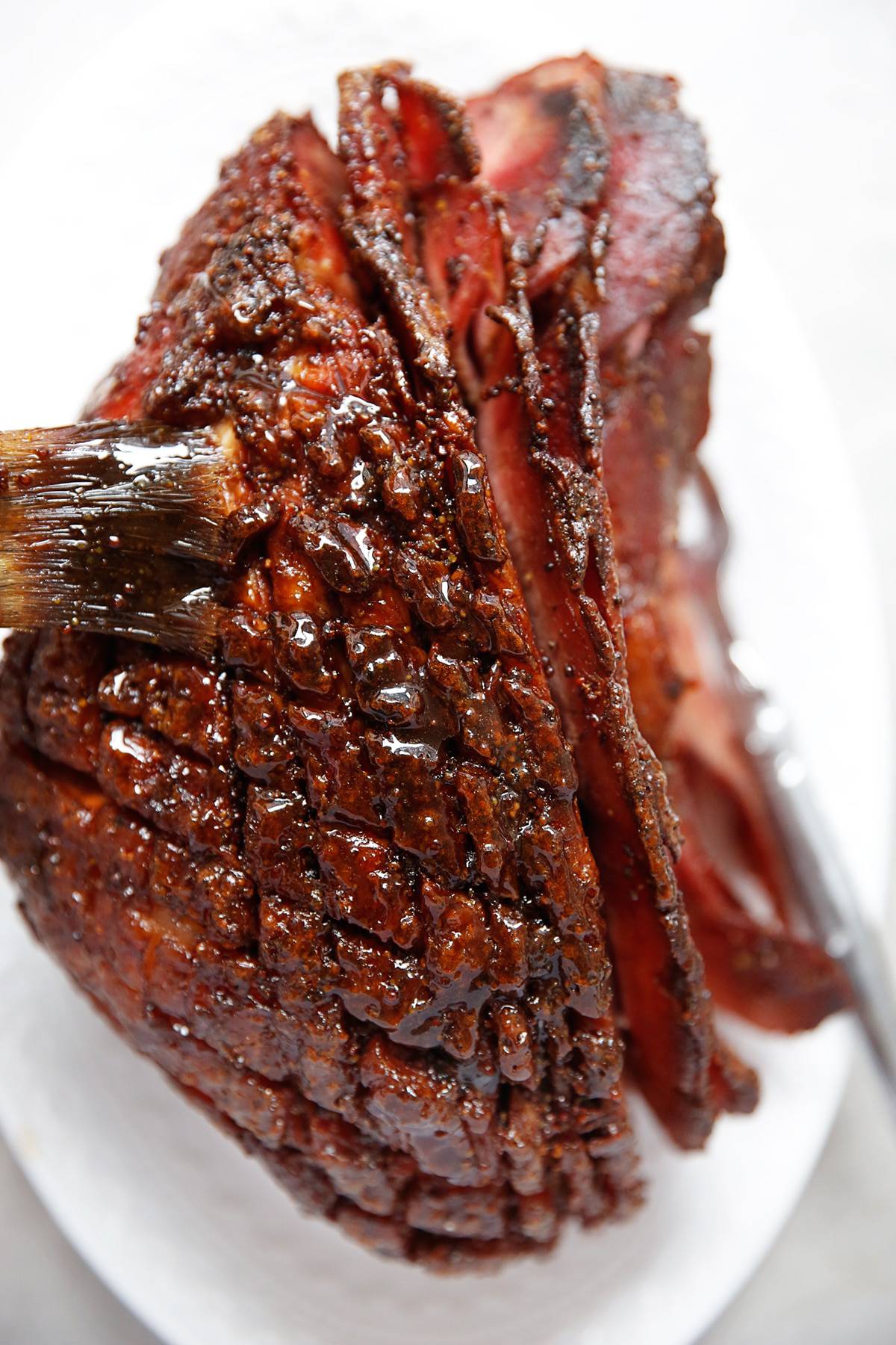 Glazing a baked ham