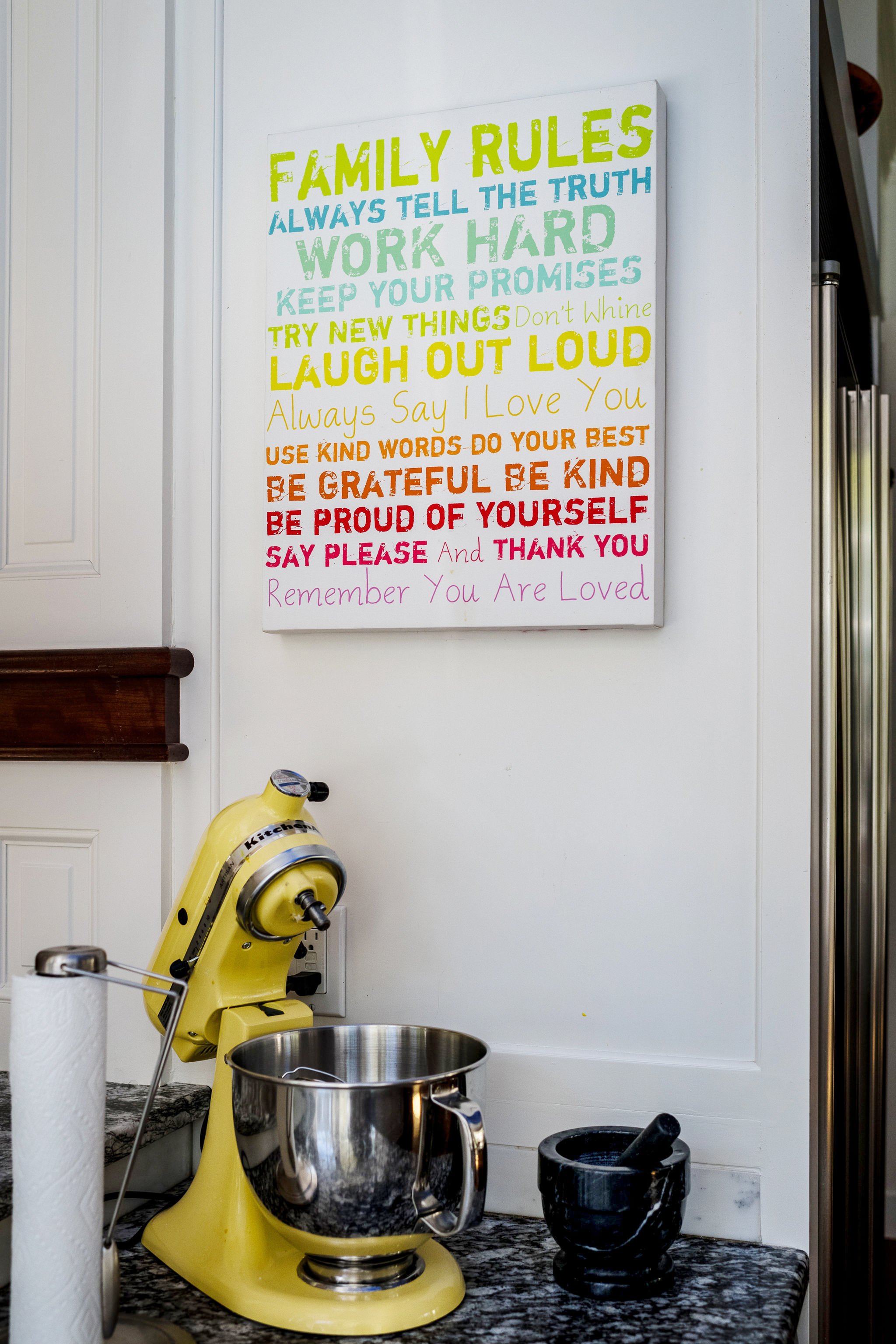 Family rules poster in home