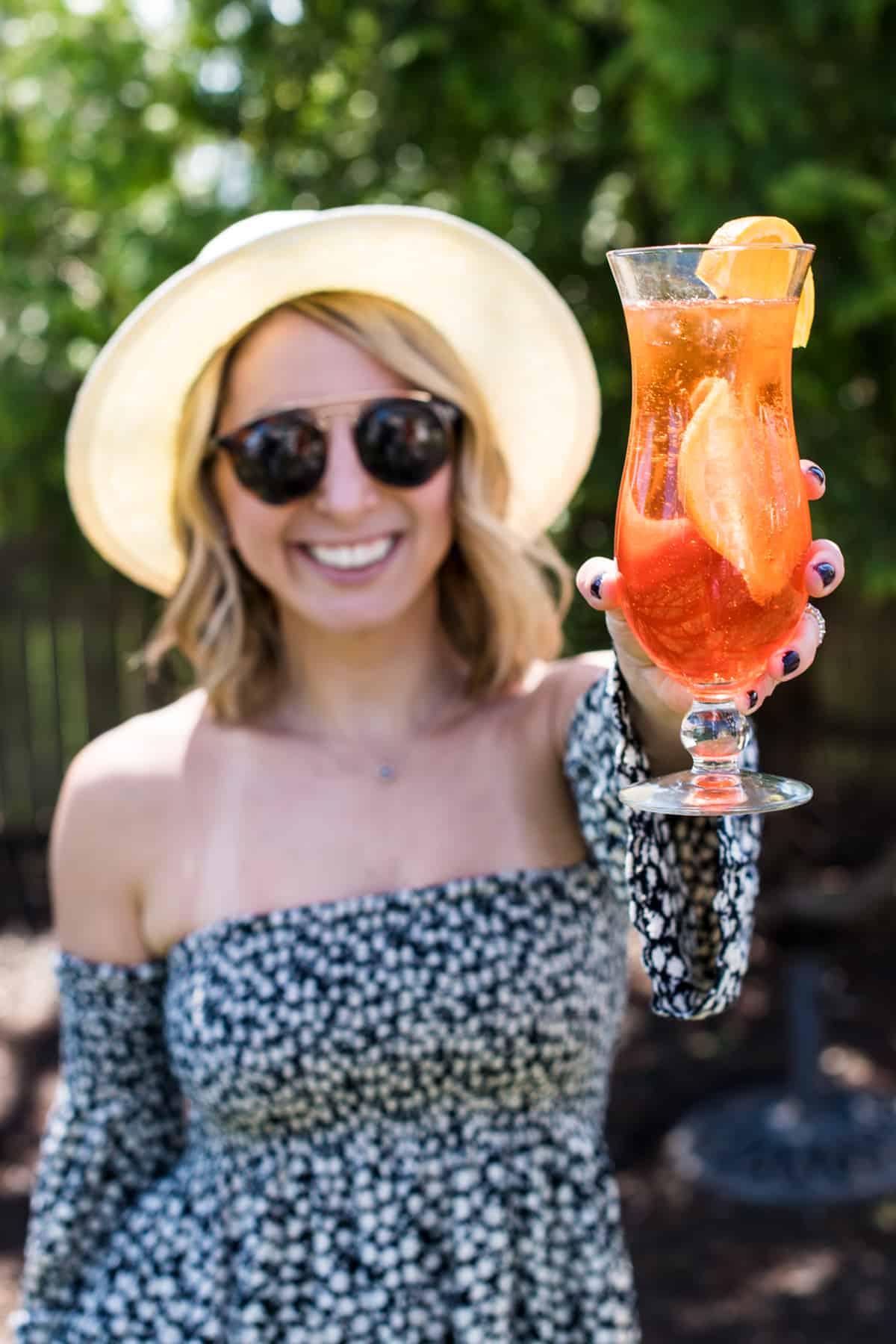 Full glass of aperol spritz cocktail