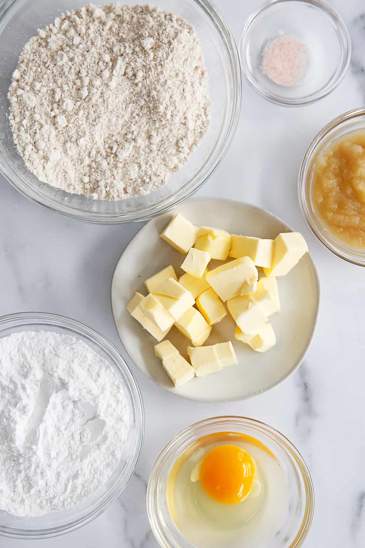 Ingredients for oat flour pie crust