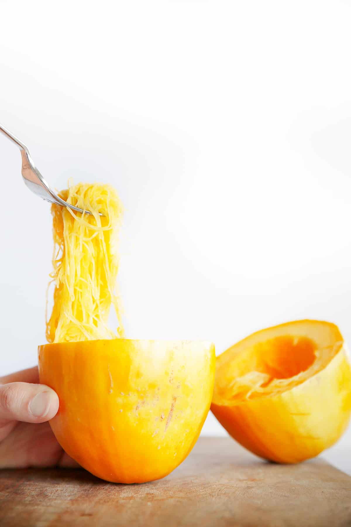 Long strands of roasted spaghetti squash