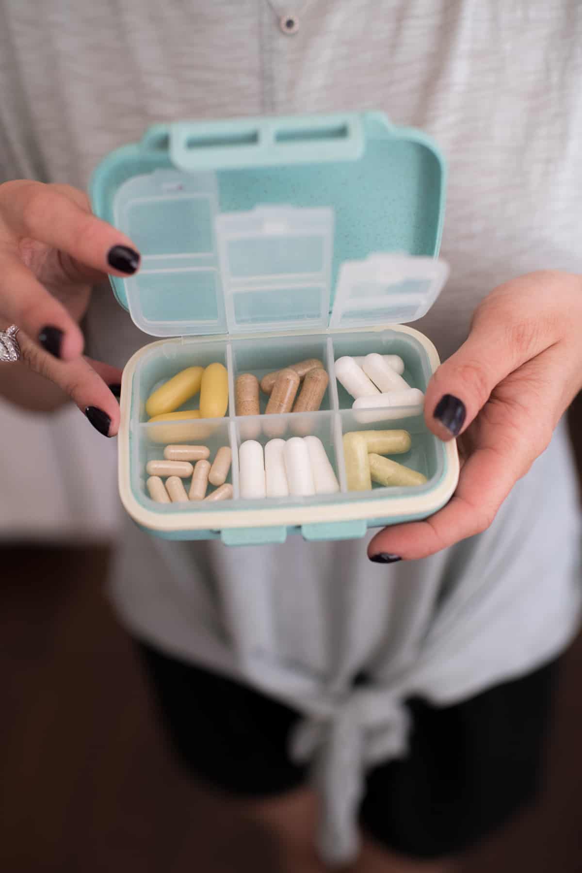 Supplements in a travel case