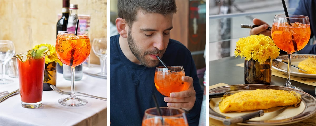 Sipping on aperol spritz cocktail in italy