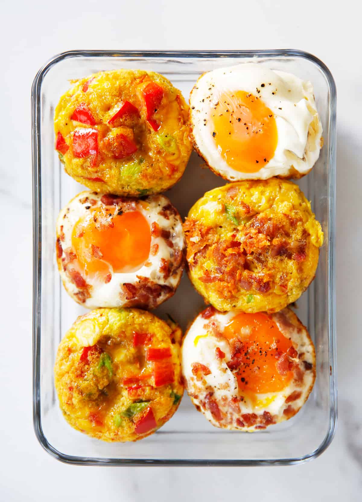 breakfast baked egg cups in meal prep container