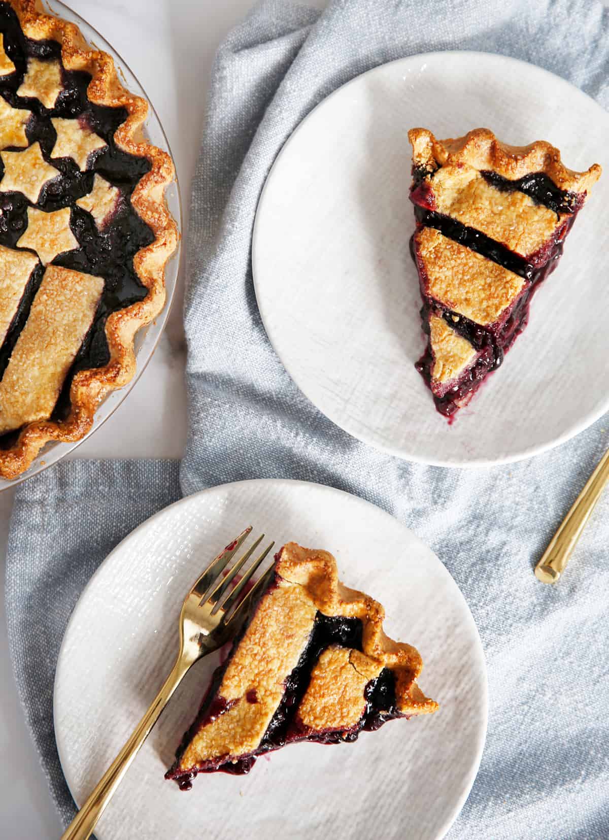 Slices of gluten free blueberry pie