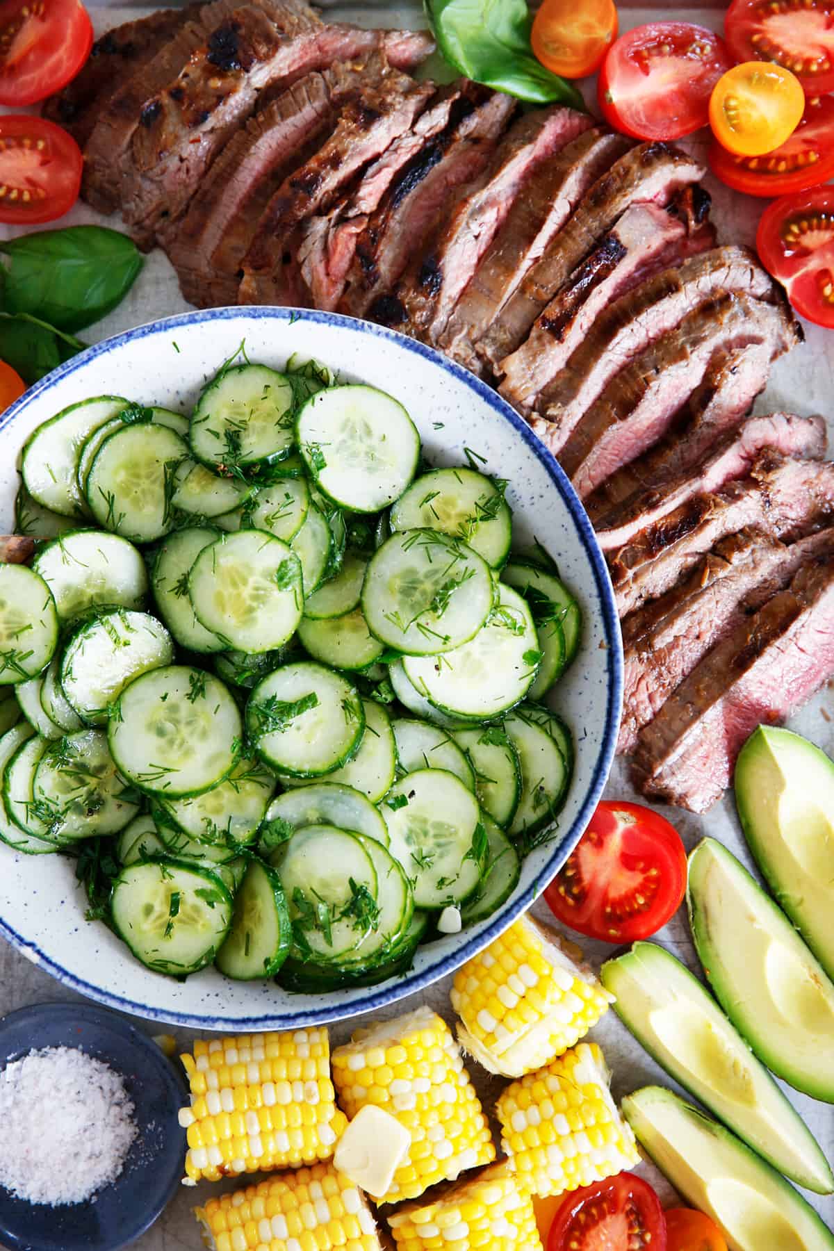 a plate full of what goes with cucumber salad
