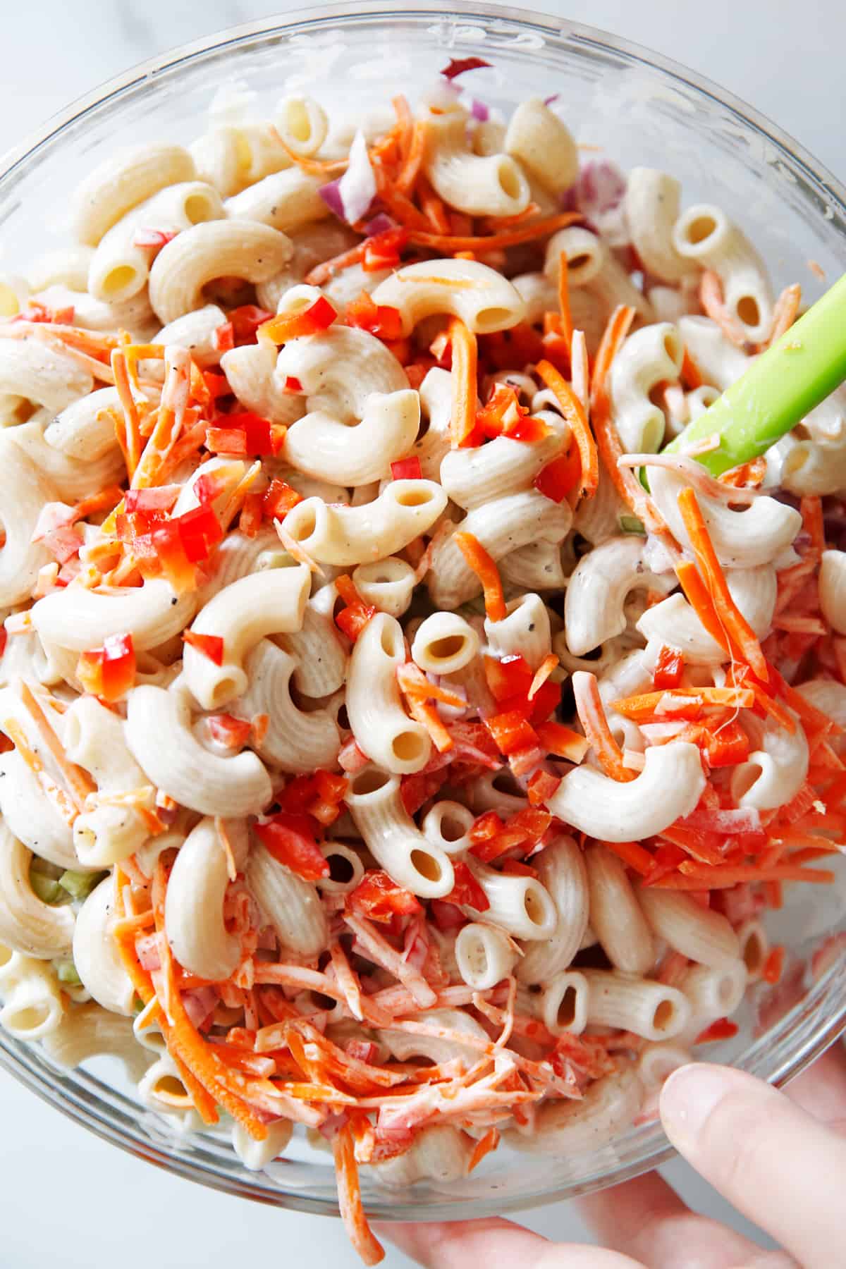 Easy macaroni salad in a bowl