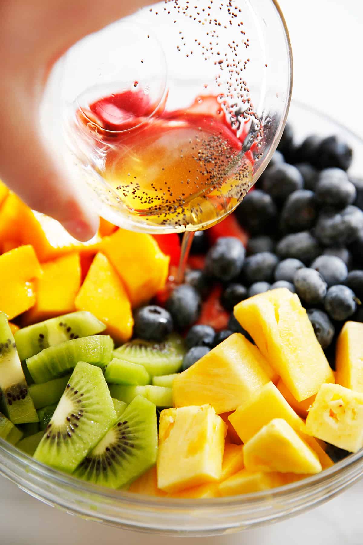 Fresh fruit salad with honey