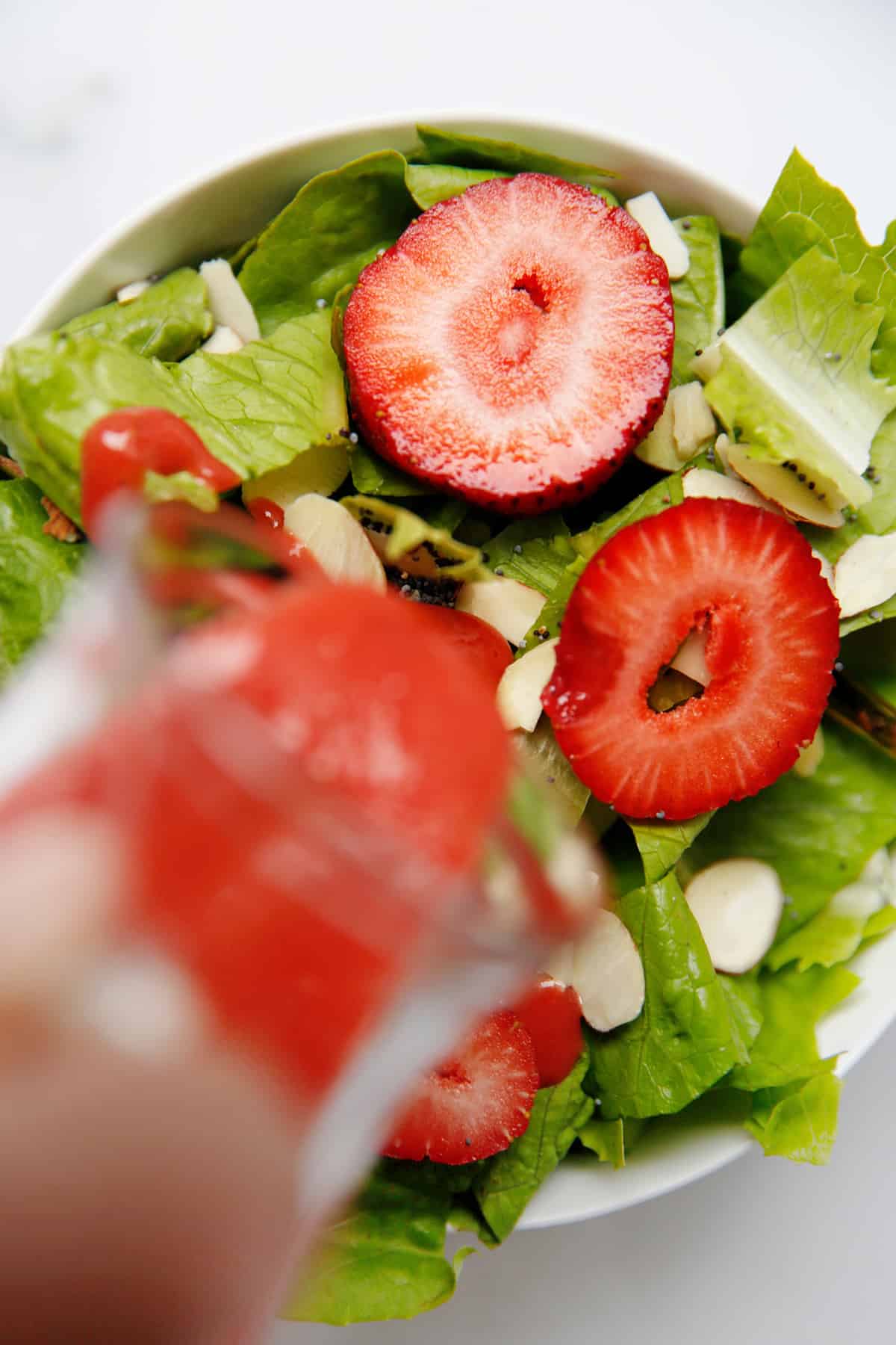 Strawberry vinaigrette recipe over summer salad