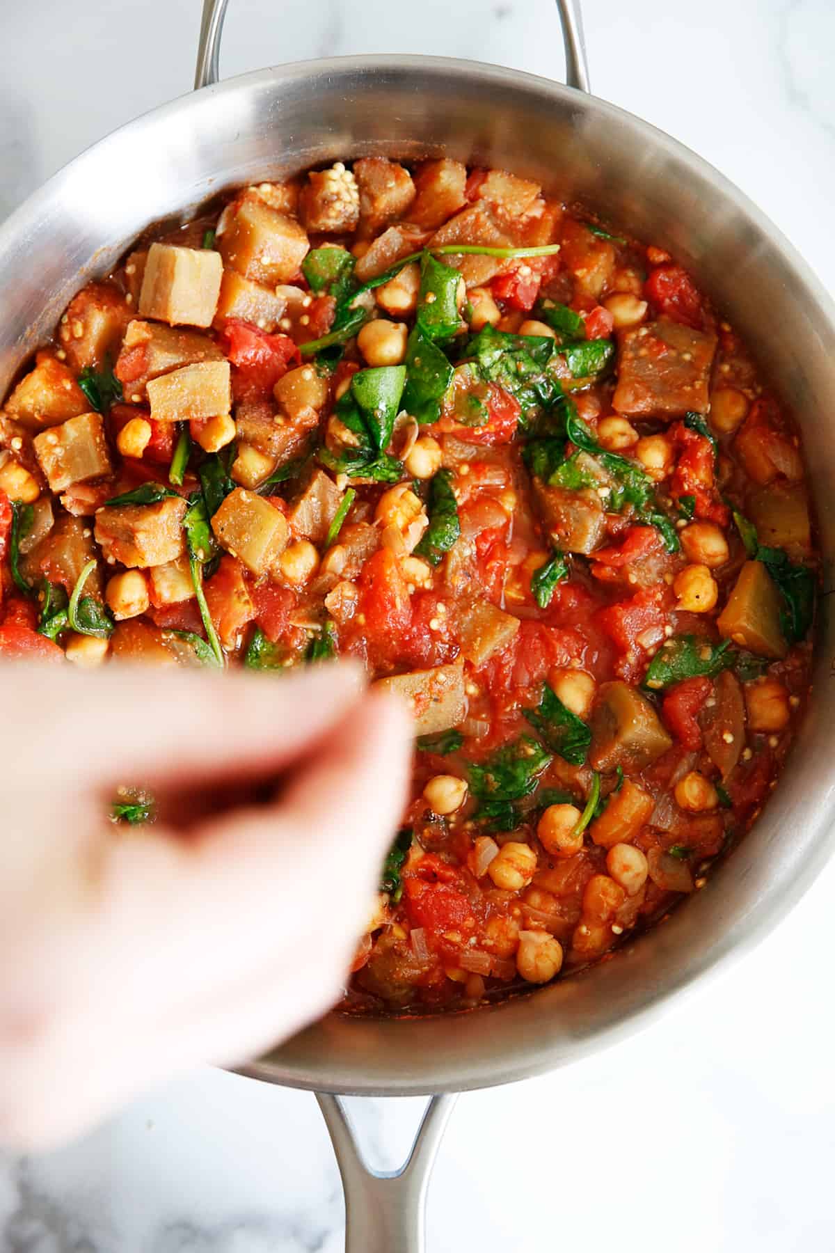 Eggplant chickpea recipe with tomatoes