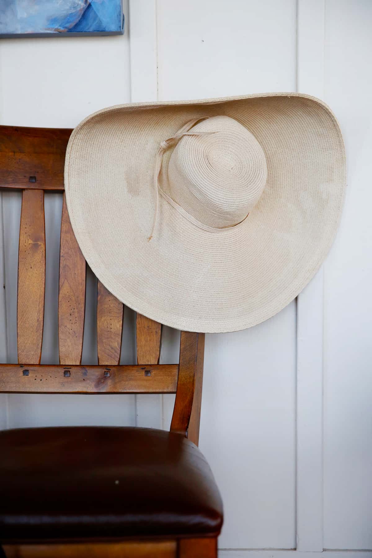 Beach hat on chair in beach house