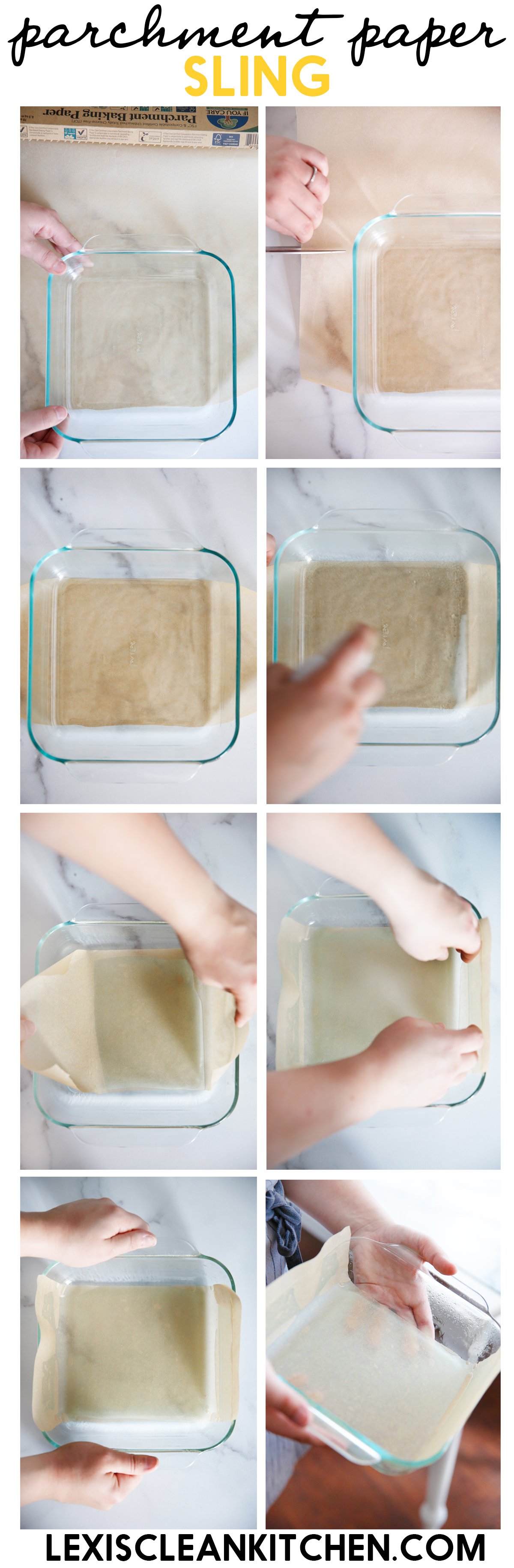 Baking with a parchment paper sling