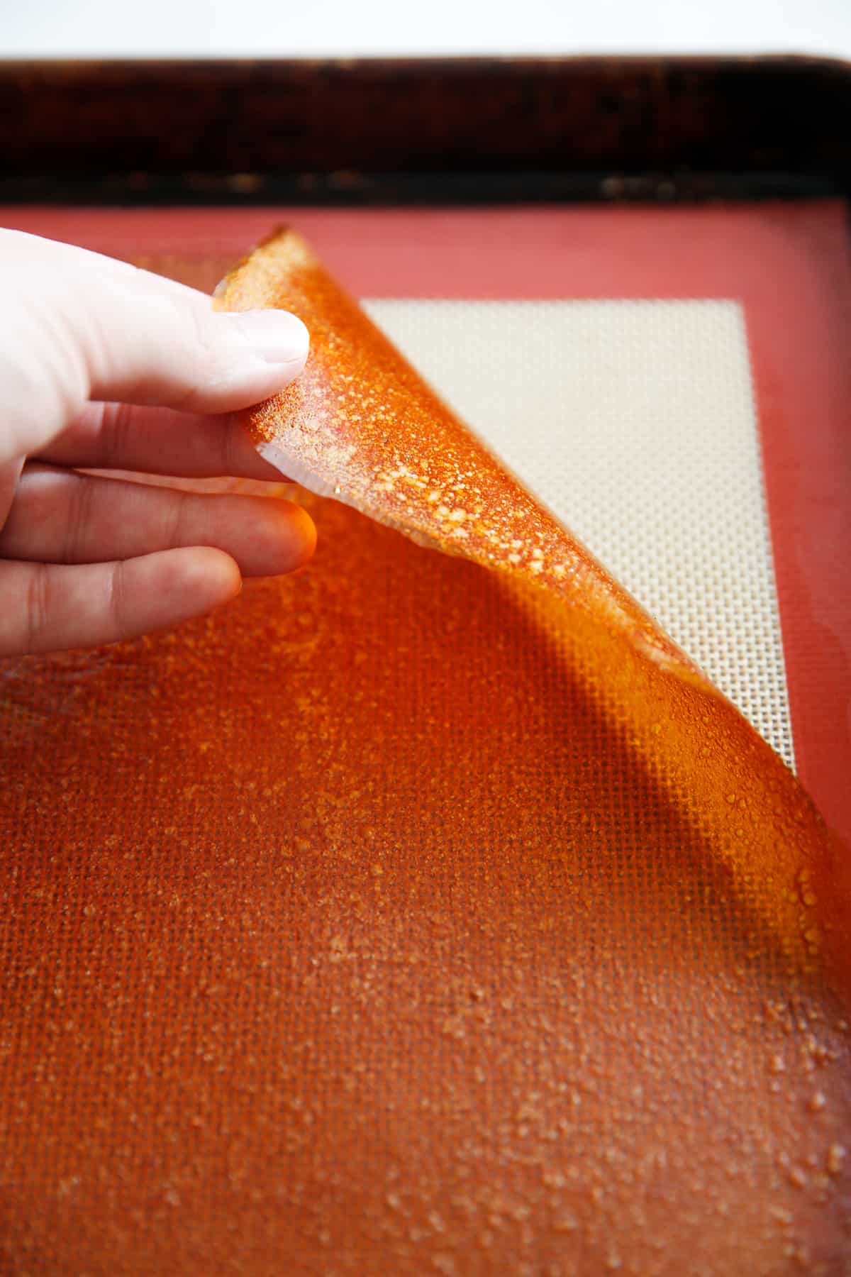 fruit leather on baking sheet