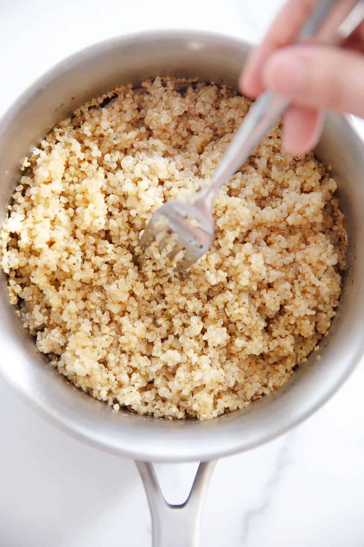 fluffy quinoa on the stove top