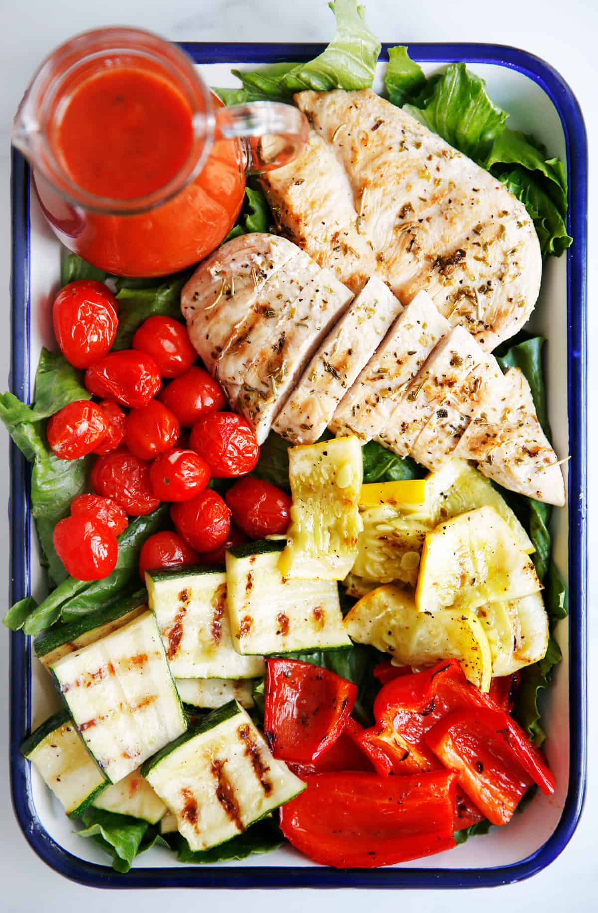 Grilled Veggie Grilled Chicken Salads With Tomato Vinaigrette