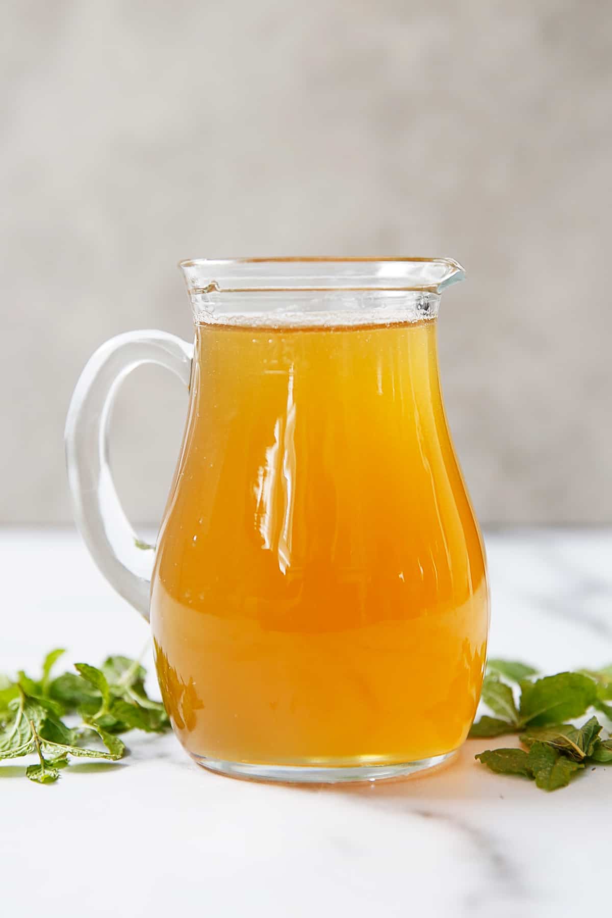 Fresh mint simple syrup in a jar
