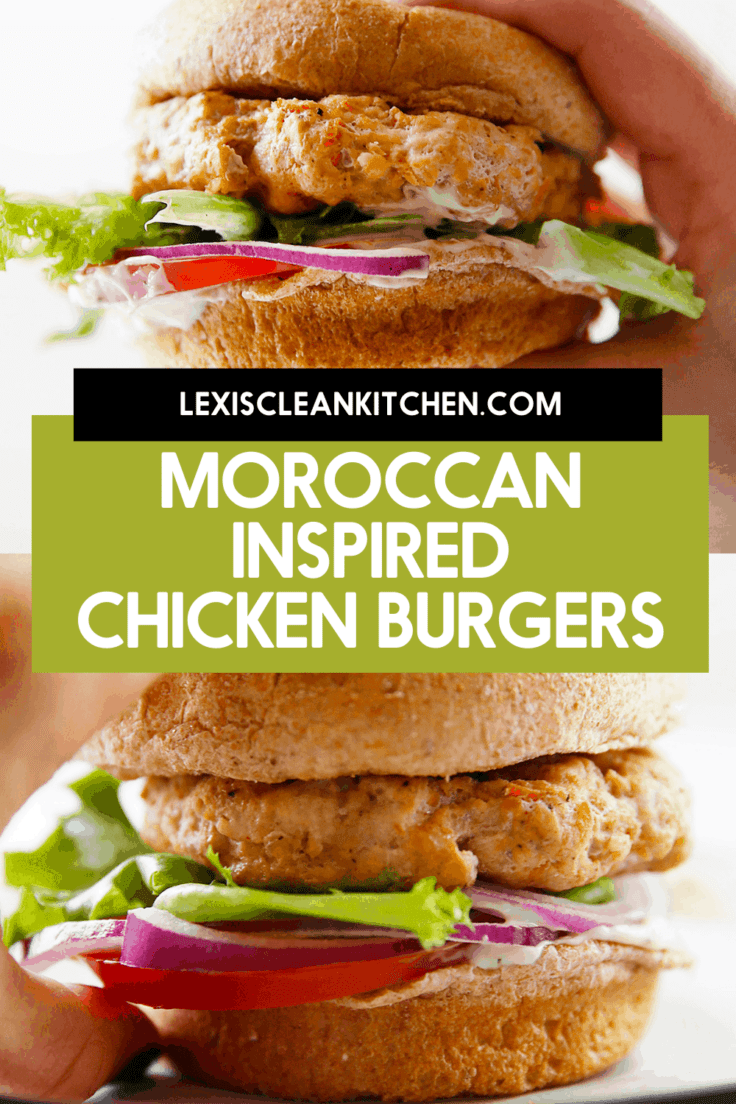 Moroccan inspired chicken burgers.