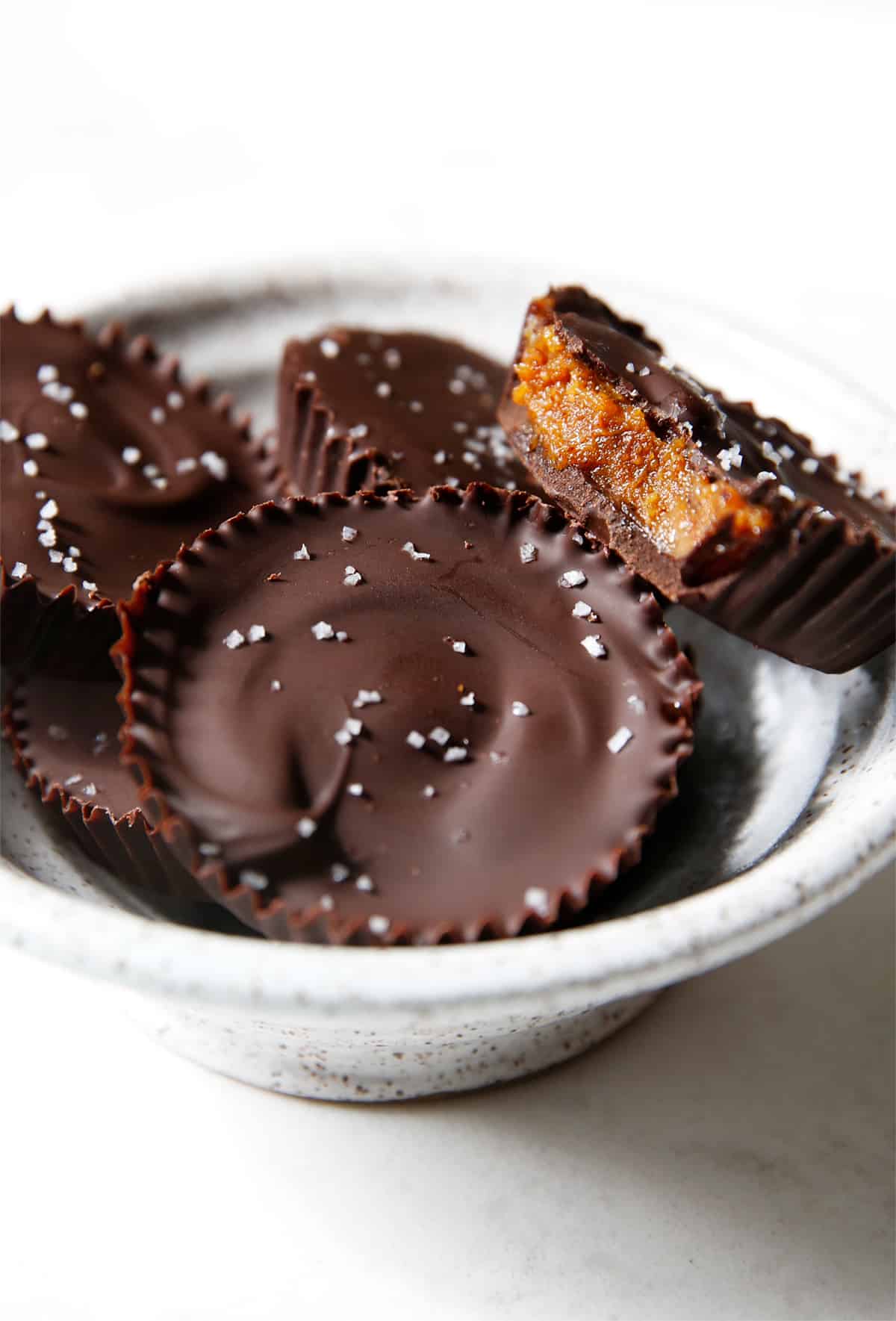 A bite from the pumpkin spice peanut butter cup