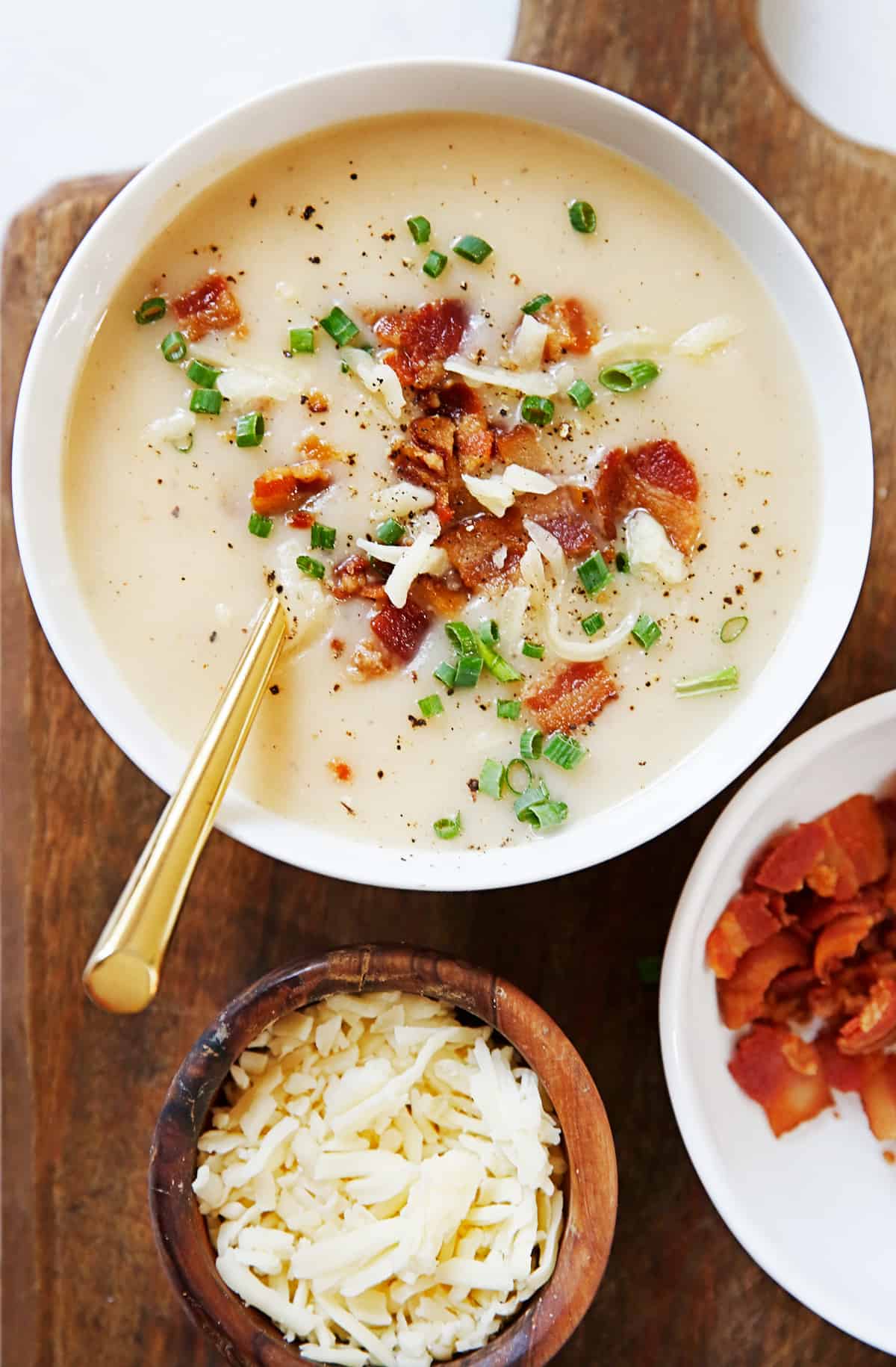 Loaded Instant Pot Potato Soup - Bowl of Delicious