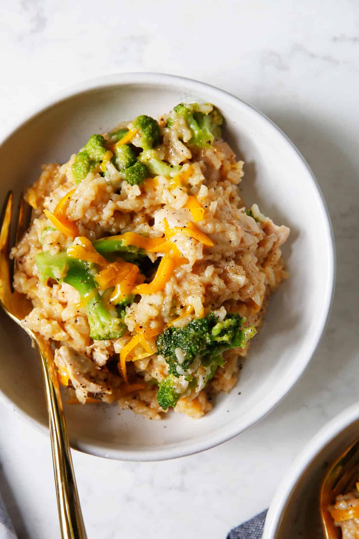 Chicken Broccoli and Rice cooked in the Instant Pot on a plate