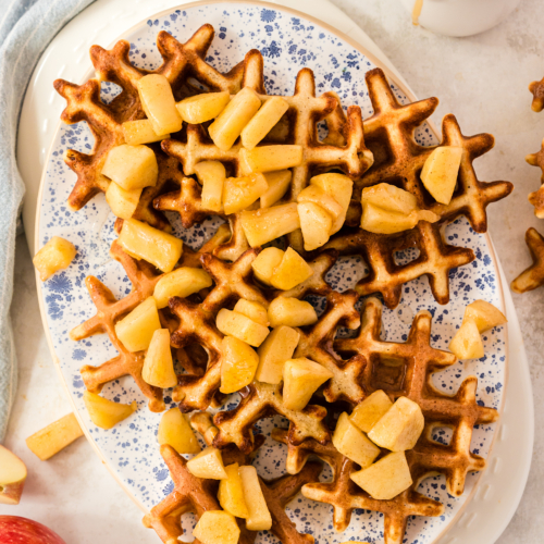 Mini Waffles with Cinnamon Apple Topping