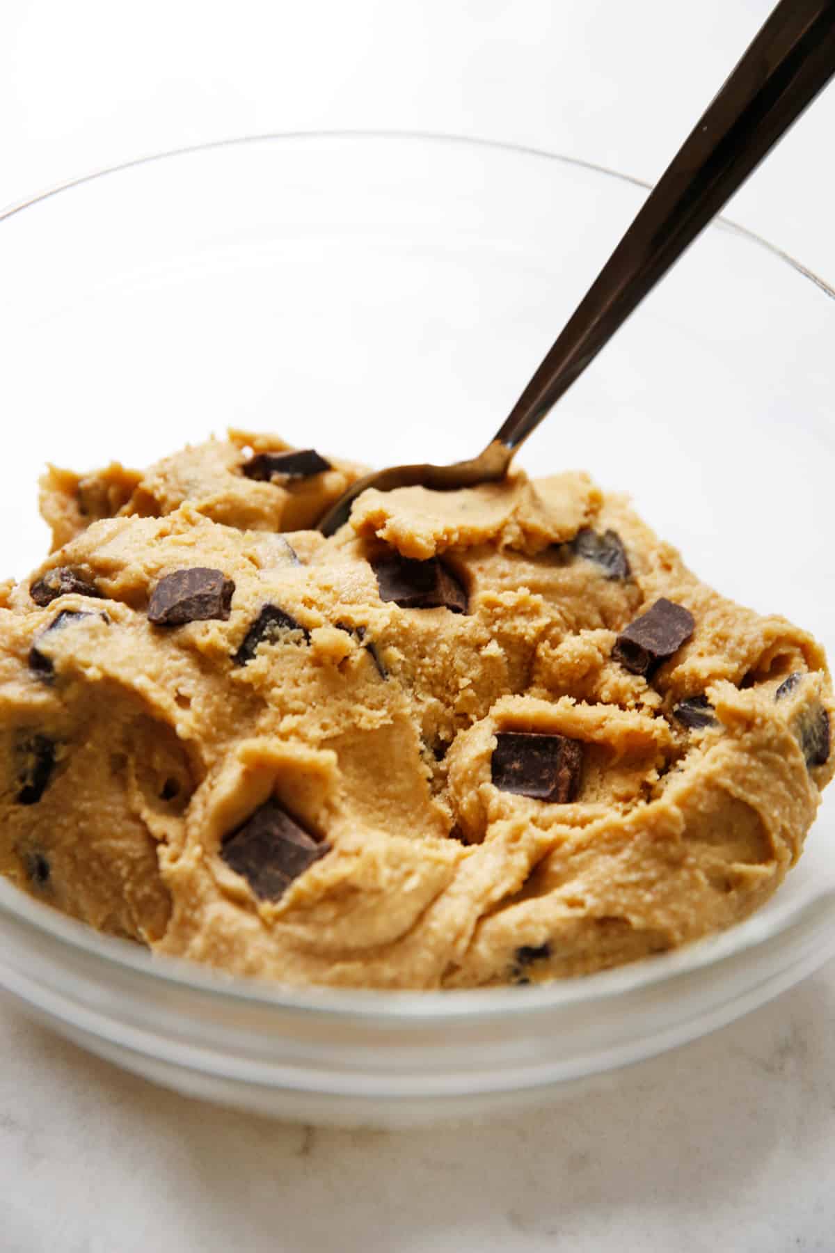 vegan gluten free chocolate chip cookie dough in a bowl