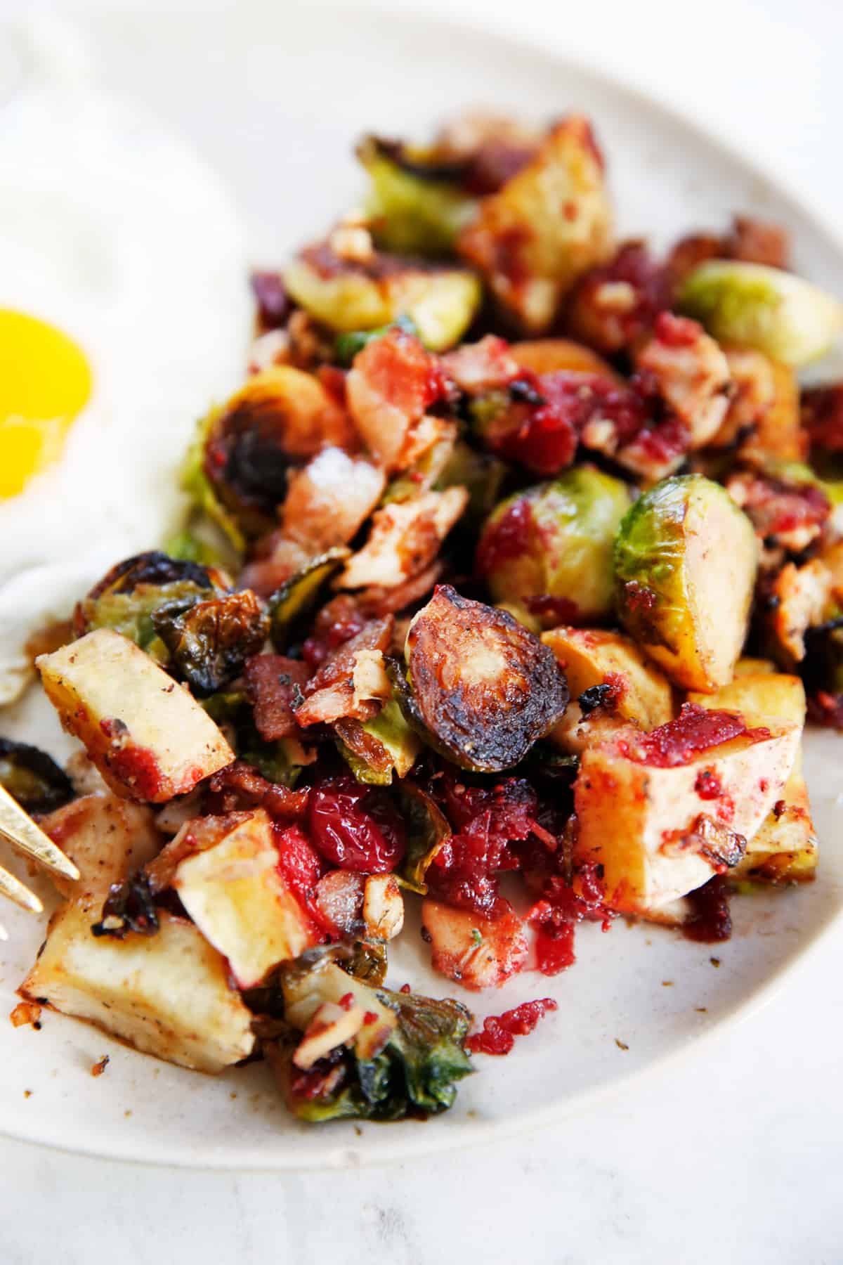 Thanksgiving leftover hash on a plate